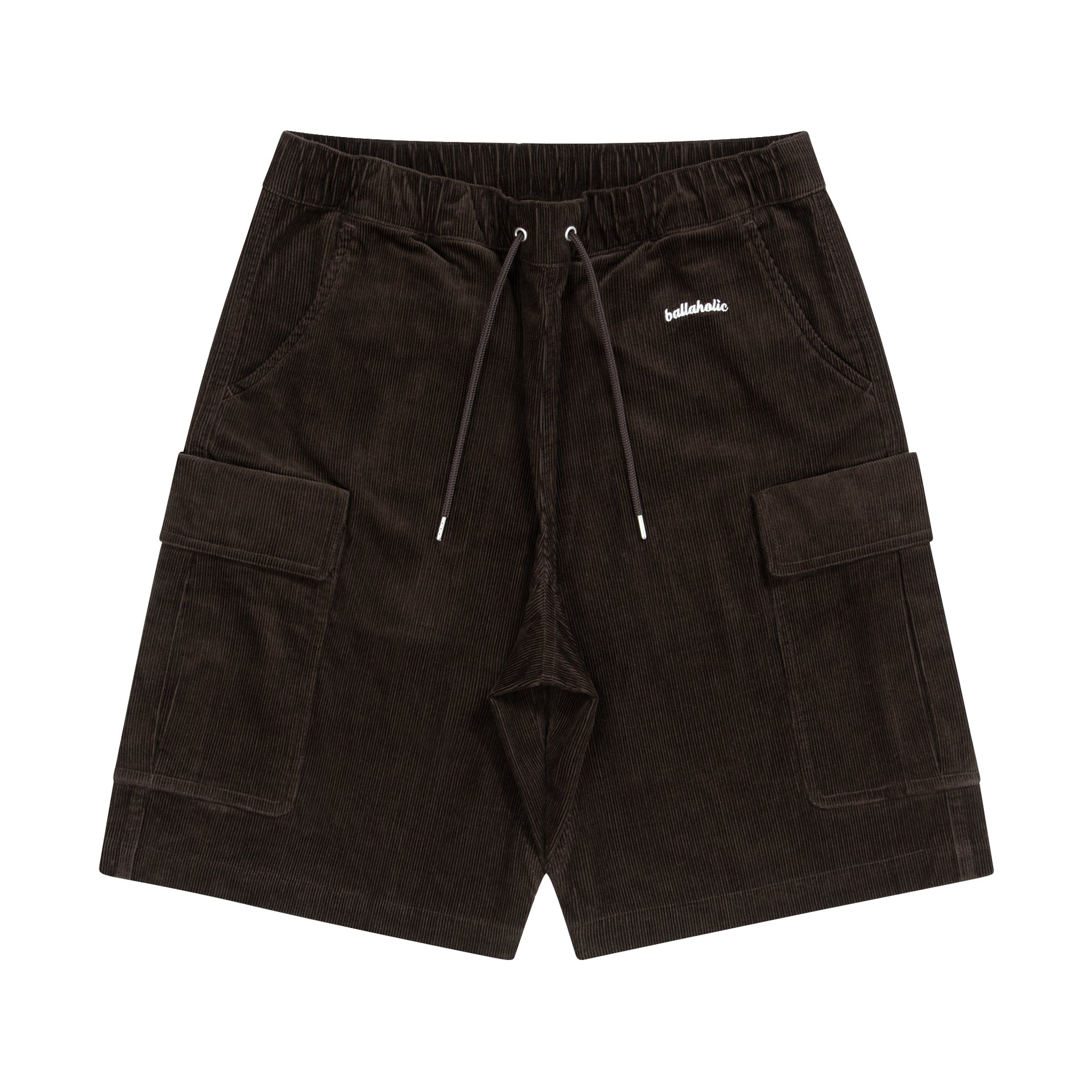 ballaholic-shorts-logo-corduroy-cargo-shorts-dark-brown image 1