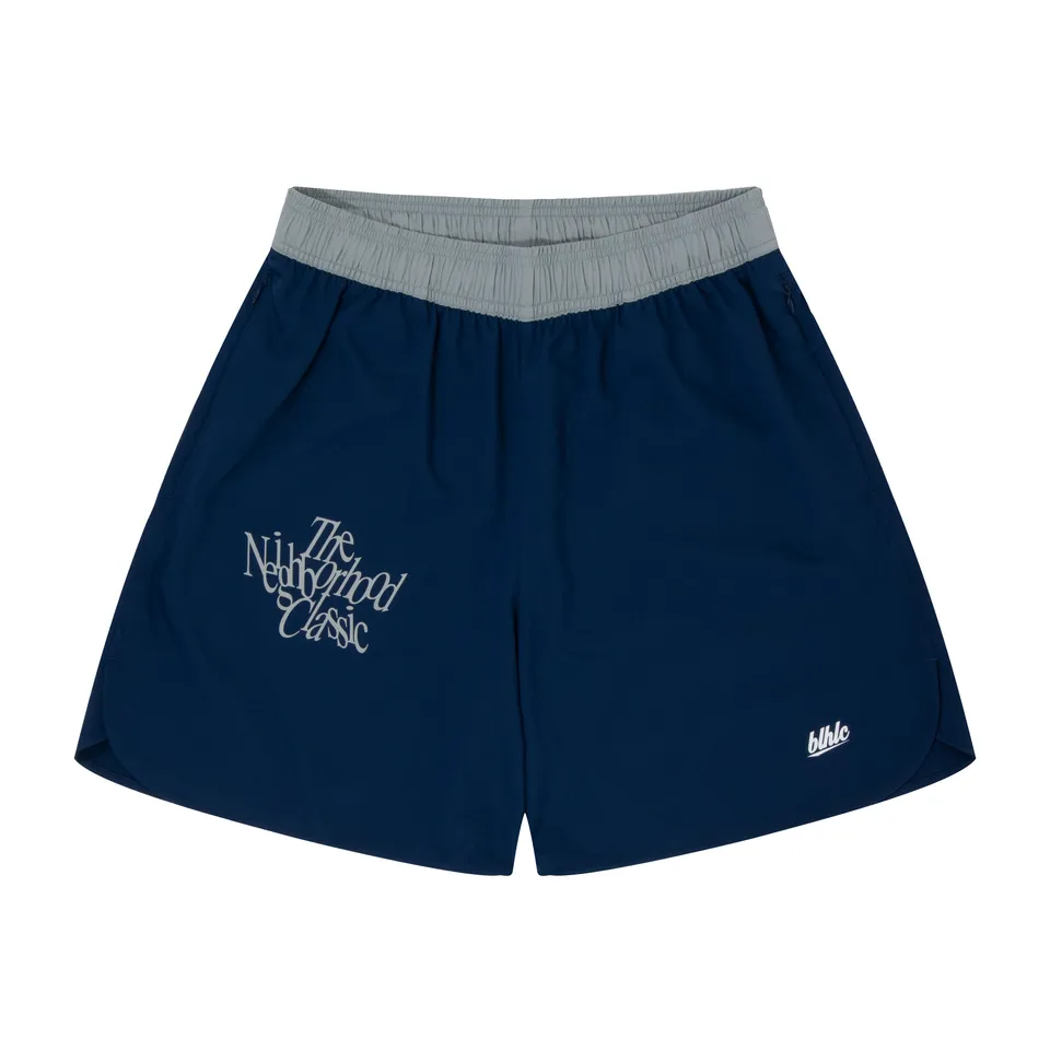 ballaholic-neighborhood-classic-zip-shorts-navy image 1