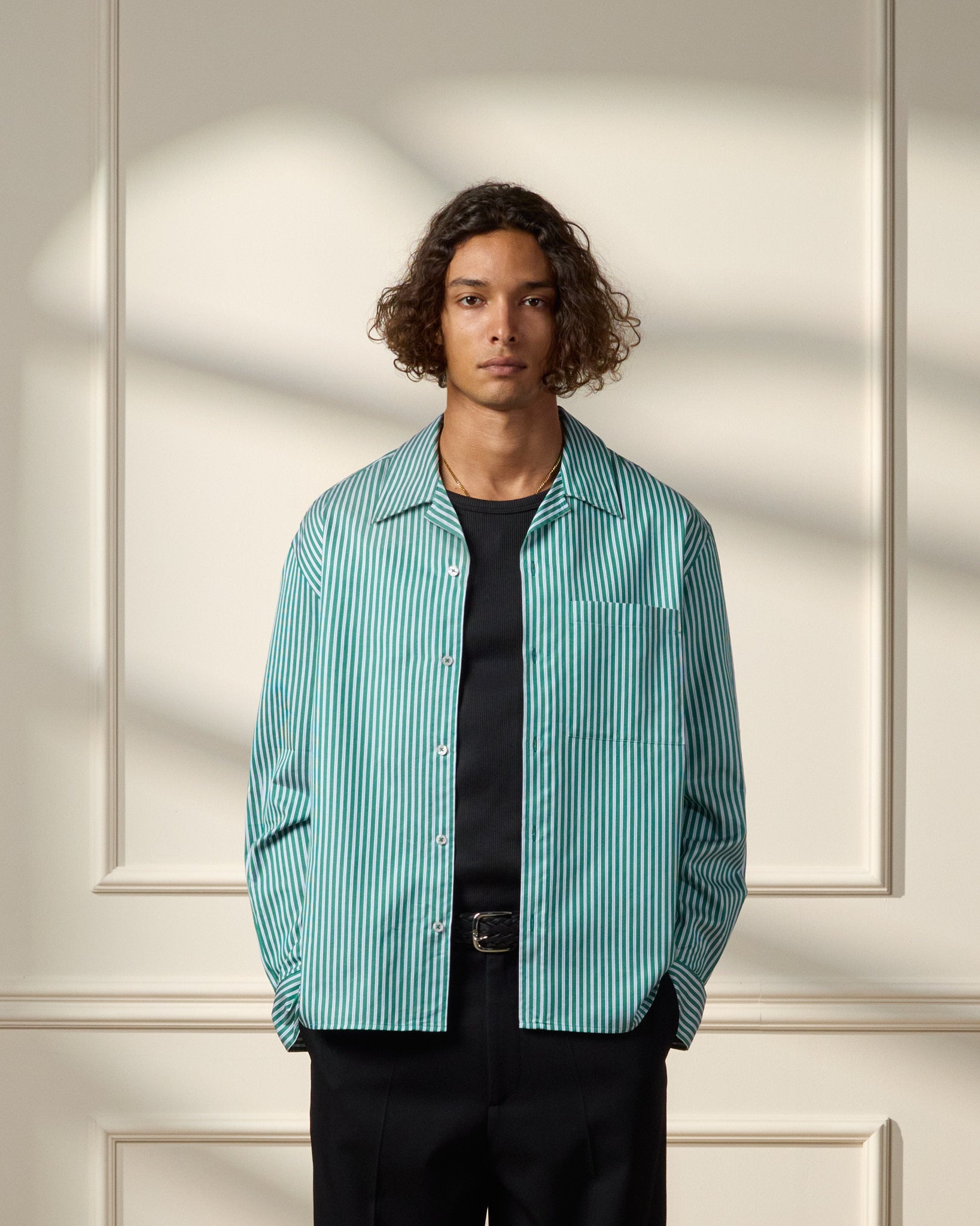 eightyfive-striped-shirt-resort-collar-hemd-green-striped image 3