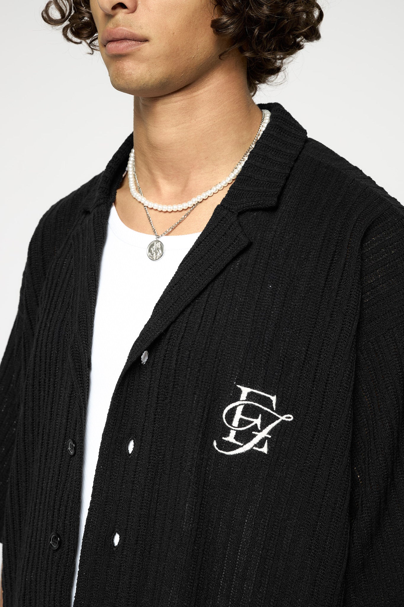 eightyfive-ef-contrast-knit-shirt-schwarz-oversized image 6