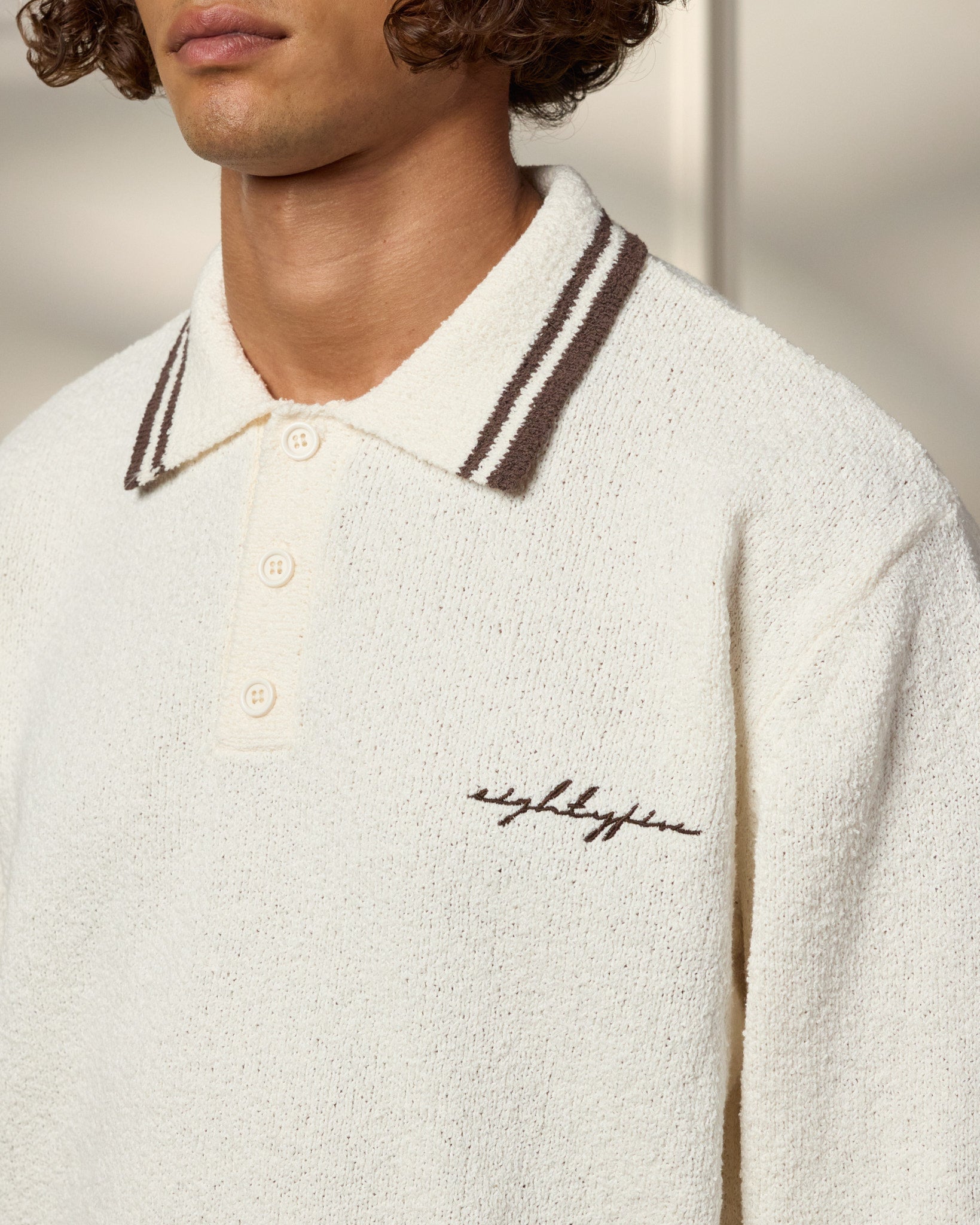 eightyfive-boucle-polo-longsleeve-polo-offwhite-regular image 6