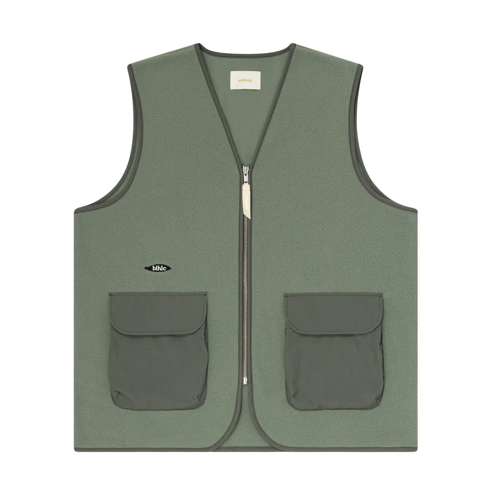 ballaholic-ball-panel-logo-fleece-zip-weste-slate-green image 1