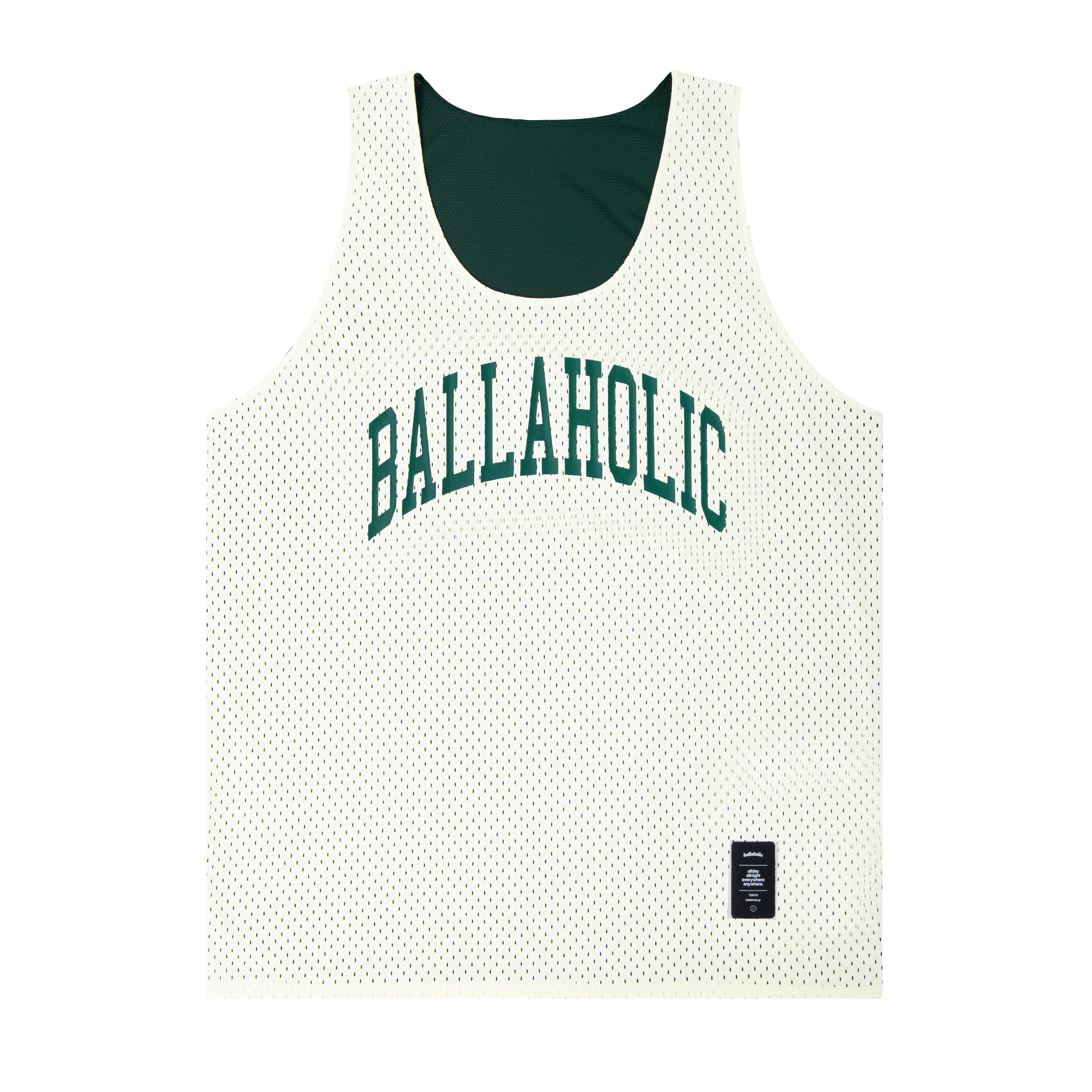 ballaholic-college-logo-mesh-top-off-white-dark-green image 1