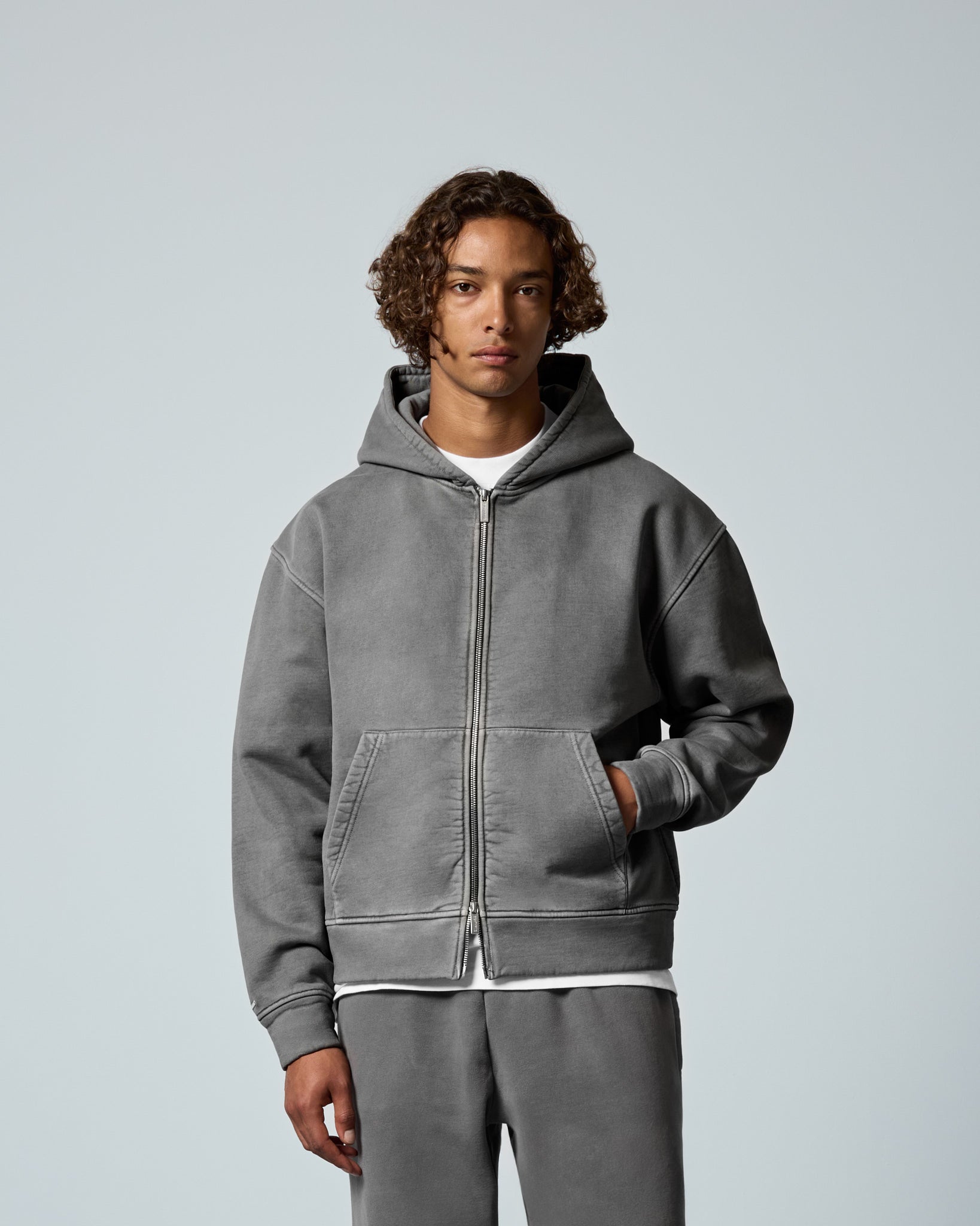 eightyfive-signature-zip-hoodie-stone-grey-100-baumwolle image 3
