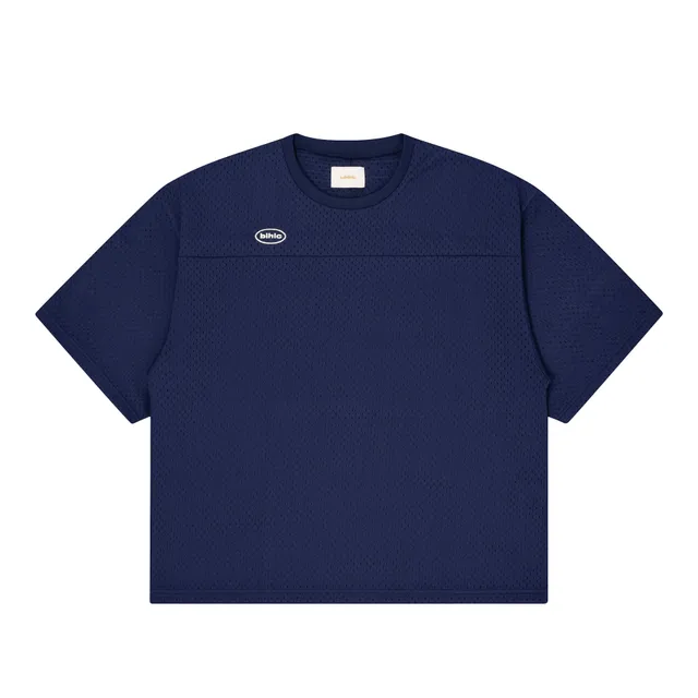 ballaholic-oval-logo-mesh-tee-navy-t-shirt-stick image 1