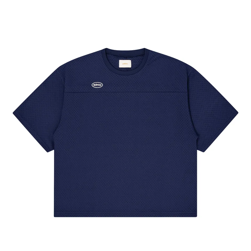 ballaholic-oval-logo-mesh-tee-navy-t-shirt-stick image 1