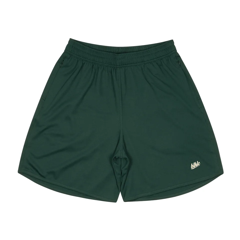 ballaholic-basic-zip-shorts-basketballshorts-dark-green-ivory-ziptaschen image 1