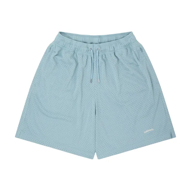 ballaholic-logo-mesh-zip-shorts-basketballshorts-hellblau-mit-schlitz image 1