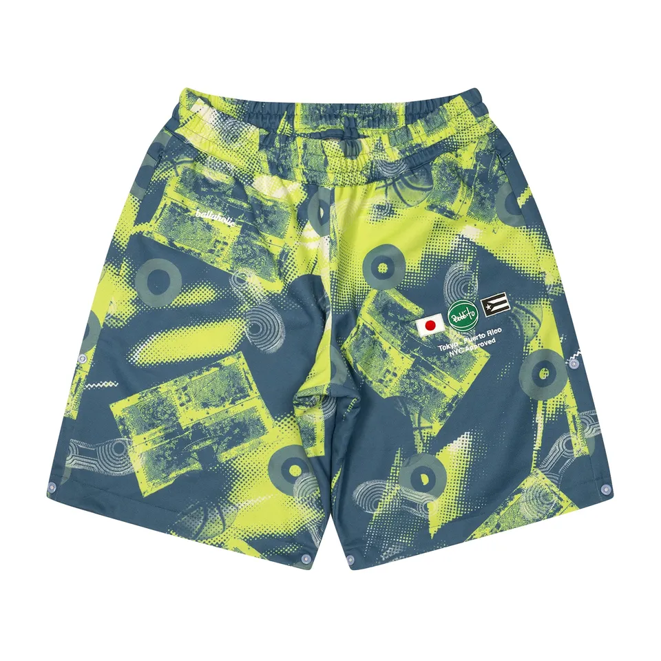 ballaholic-bobbito-1990-2022-hybrid-sweat-shorts-cyan-lime-camo image 1