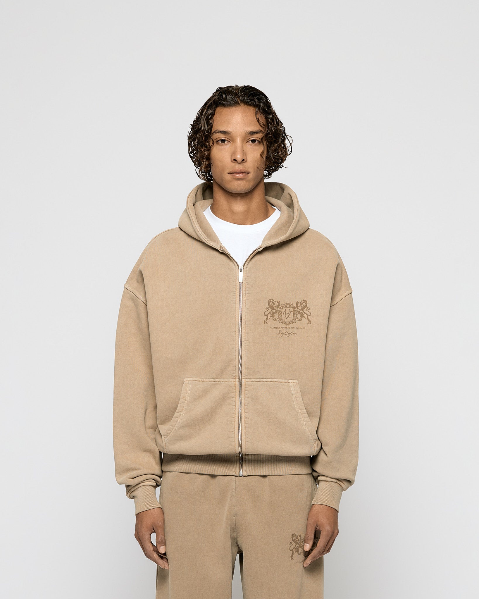 eightyfive-washed-premier-zip-hoodie-mocha-100-baumwolle image 2