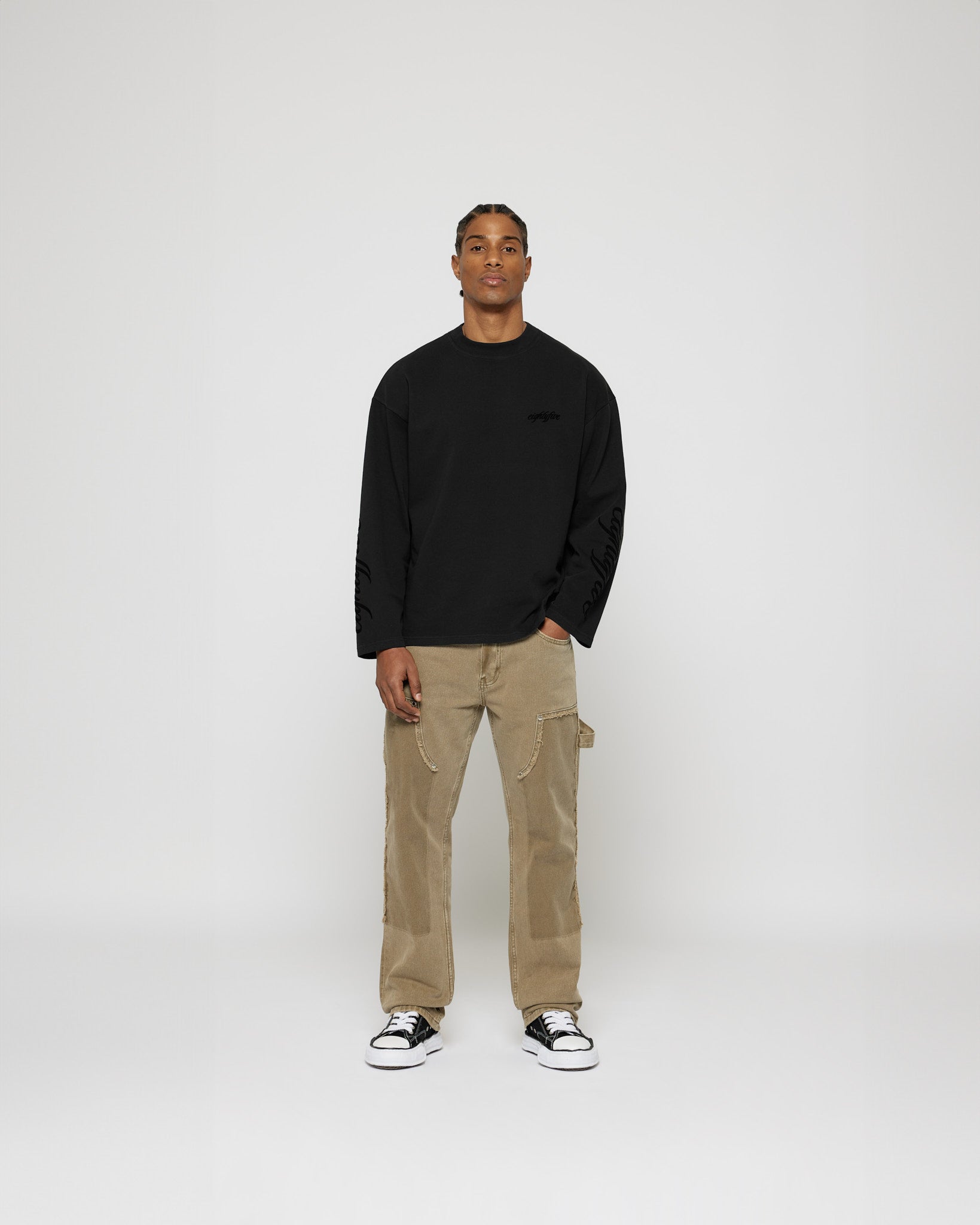 eightyfive-tops-handwritten-longsleeve-shirt-black-oversized image 5