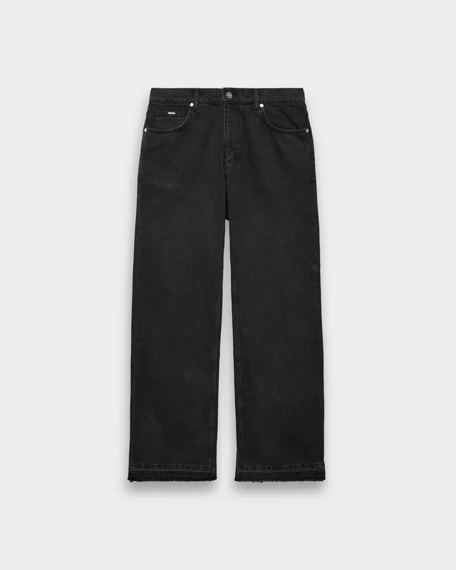 eightyfive-bottoms-open-hem-loose-denim-jeans-black-washed-lose image 1