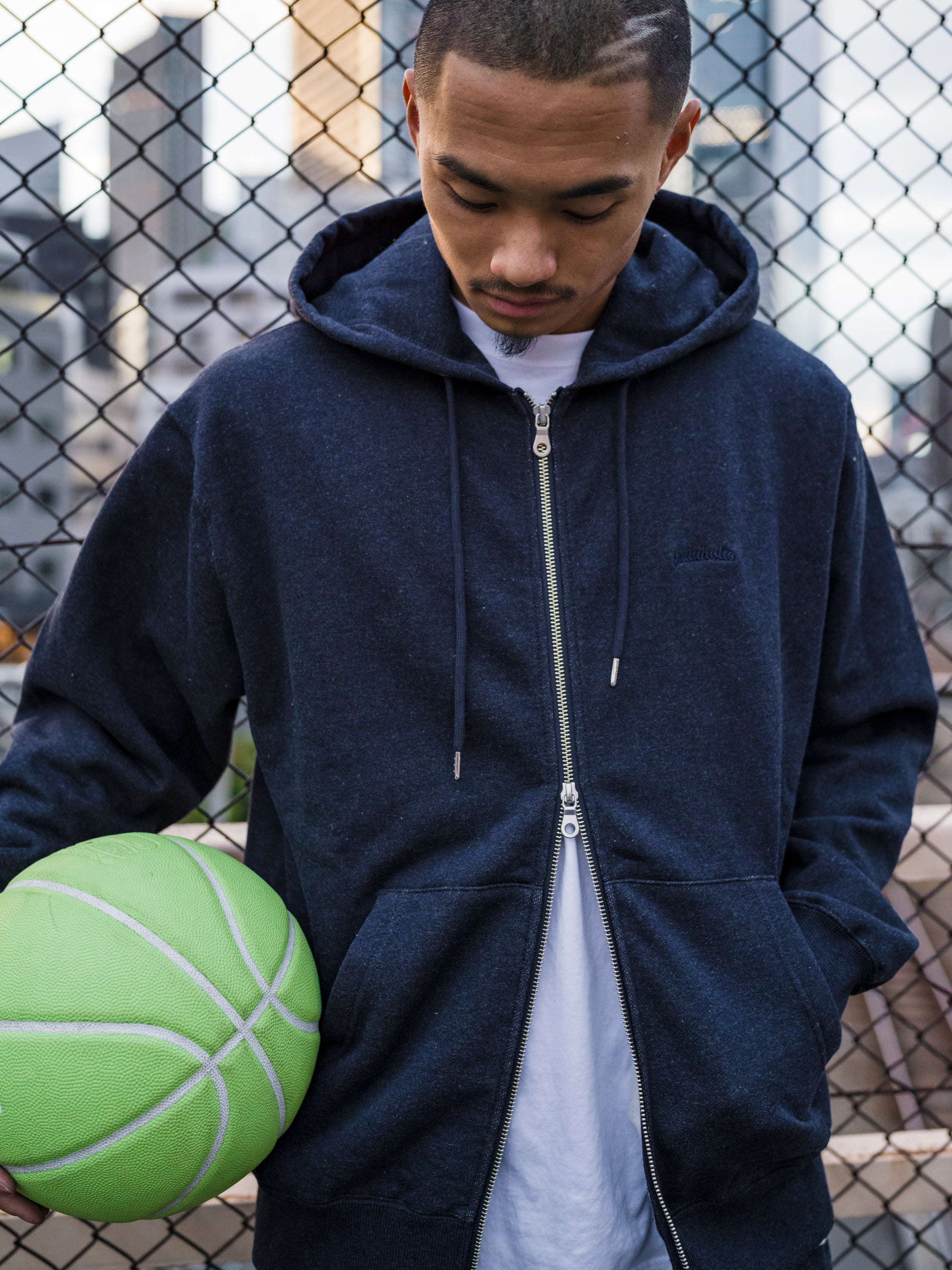ballaholic-small-logo-sweat-full-zip-hoodie-navy image 2