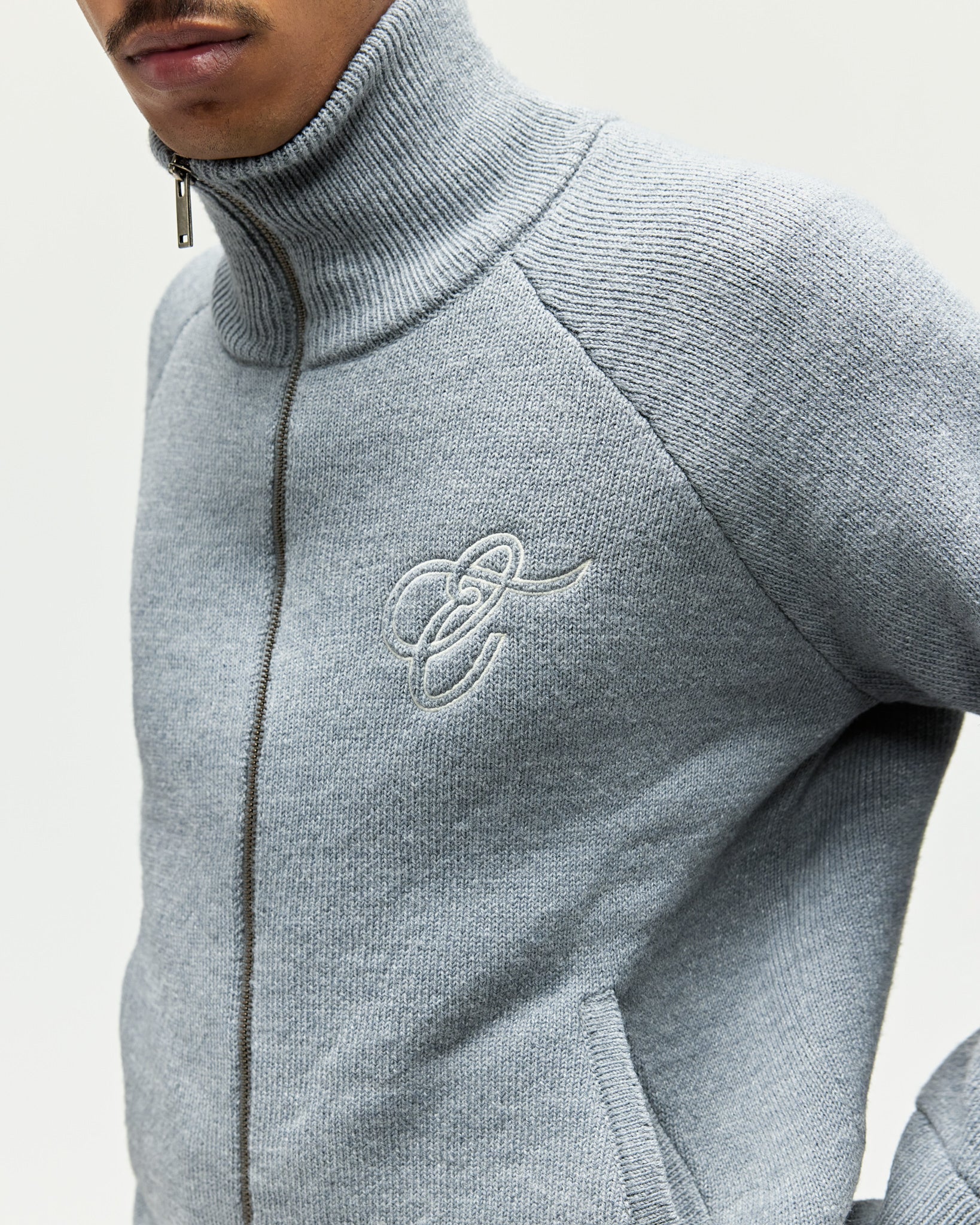 eightyfive-heavy-knit-zip-up-strickjacke-grey-melange-wolle image 7