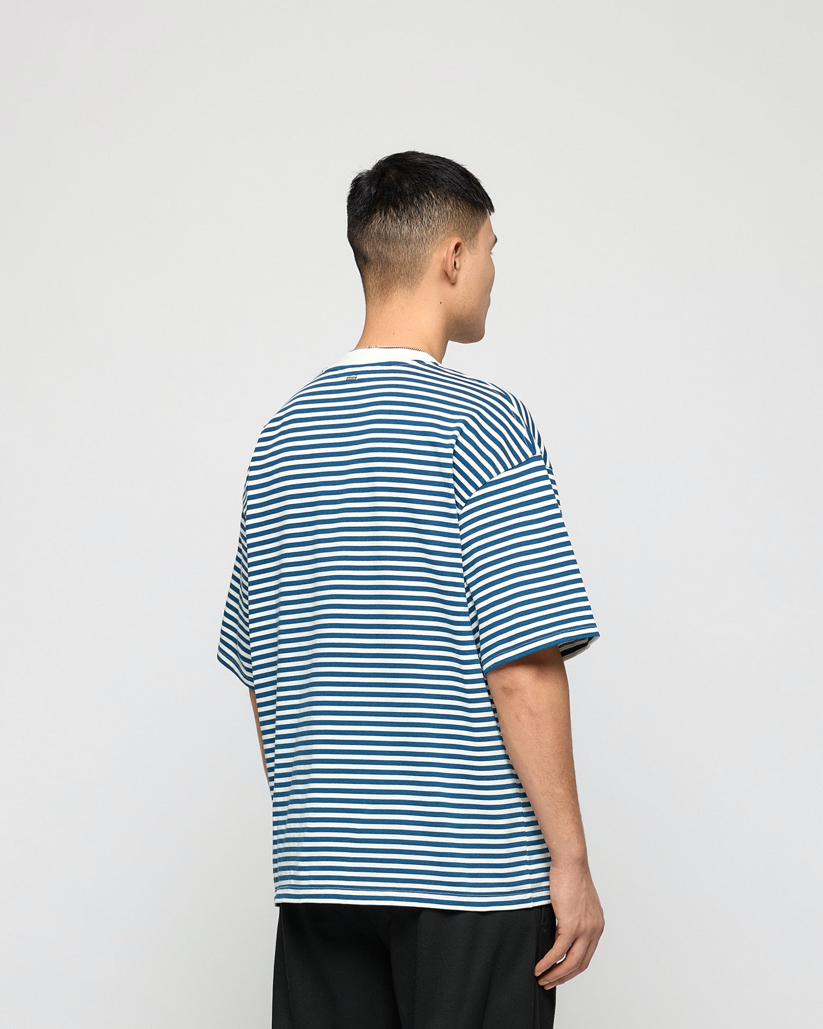 eightyfive-striped-contrast-t-shirt-blue-oversized-320gsm image 4