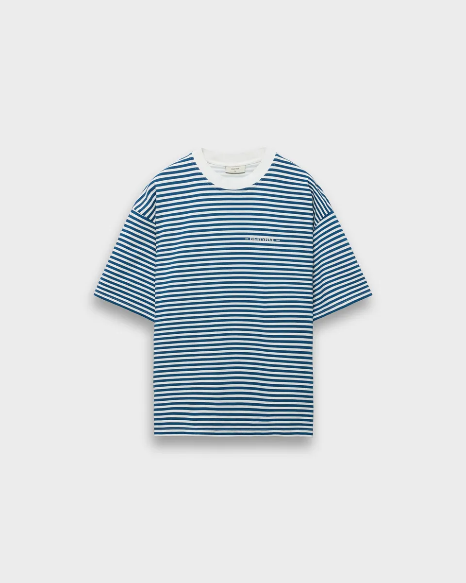 eightyfive-striped-contrast-t-shirt-blue-oversized-320gsm image 1