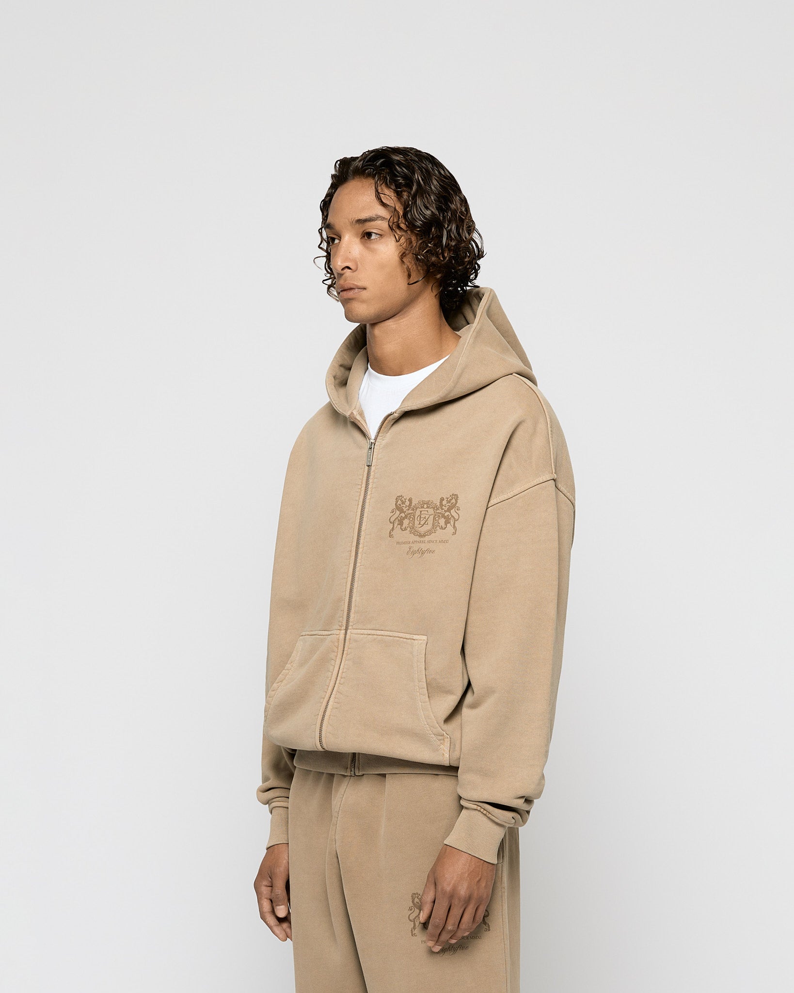 eightyfive-washed-premier-zip-hoodie-mocha-100-baumwolle image 3