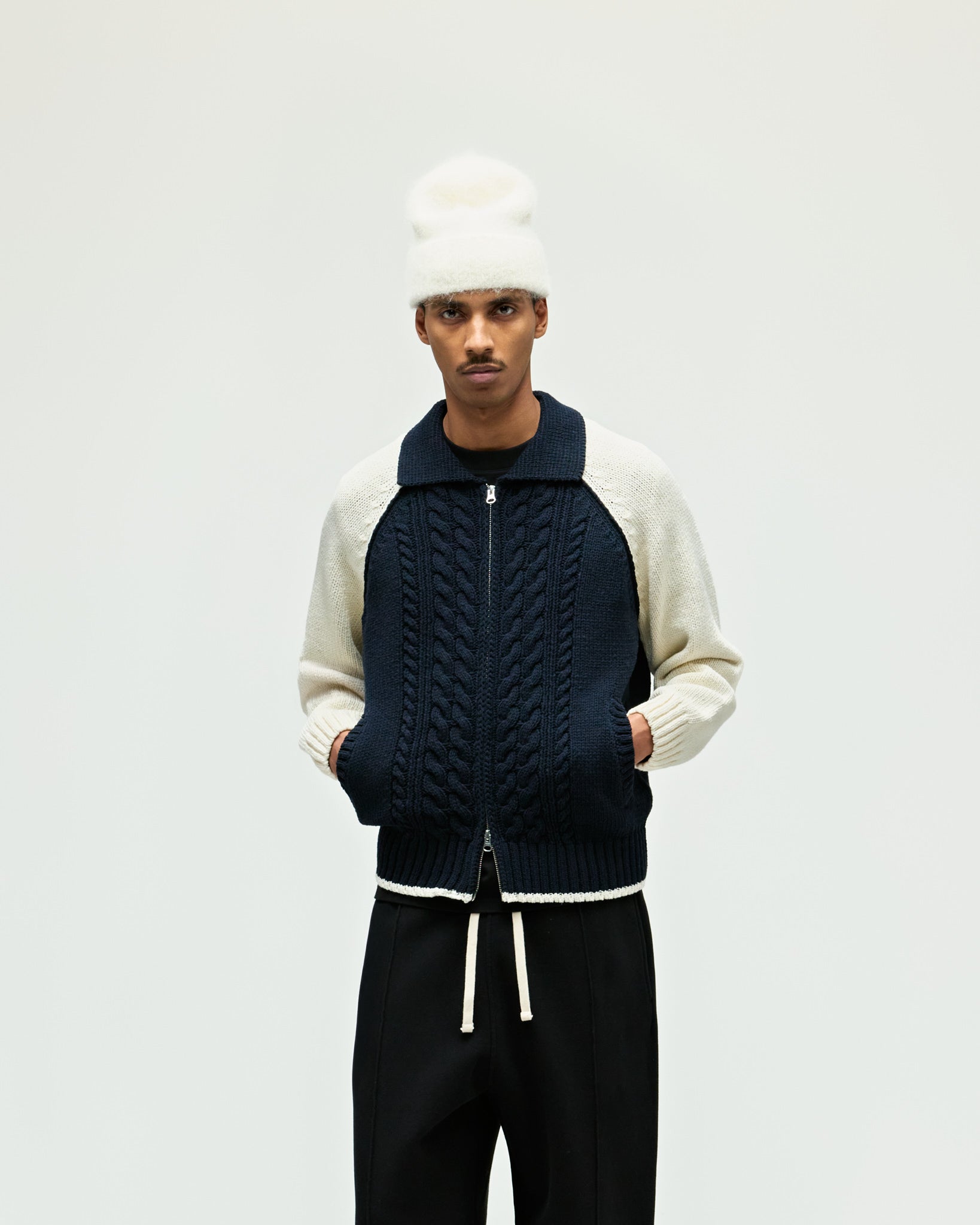 eightyfive-cable-knit-trainer-jacket-jacke-navy-baumwolle image 3