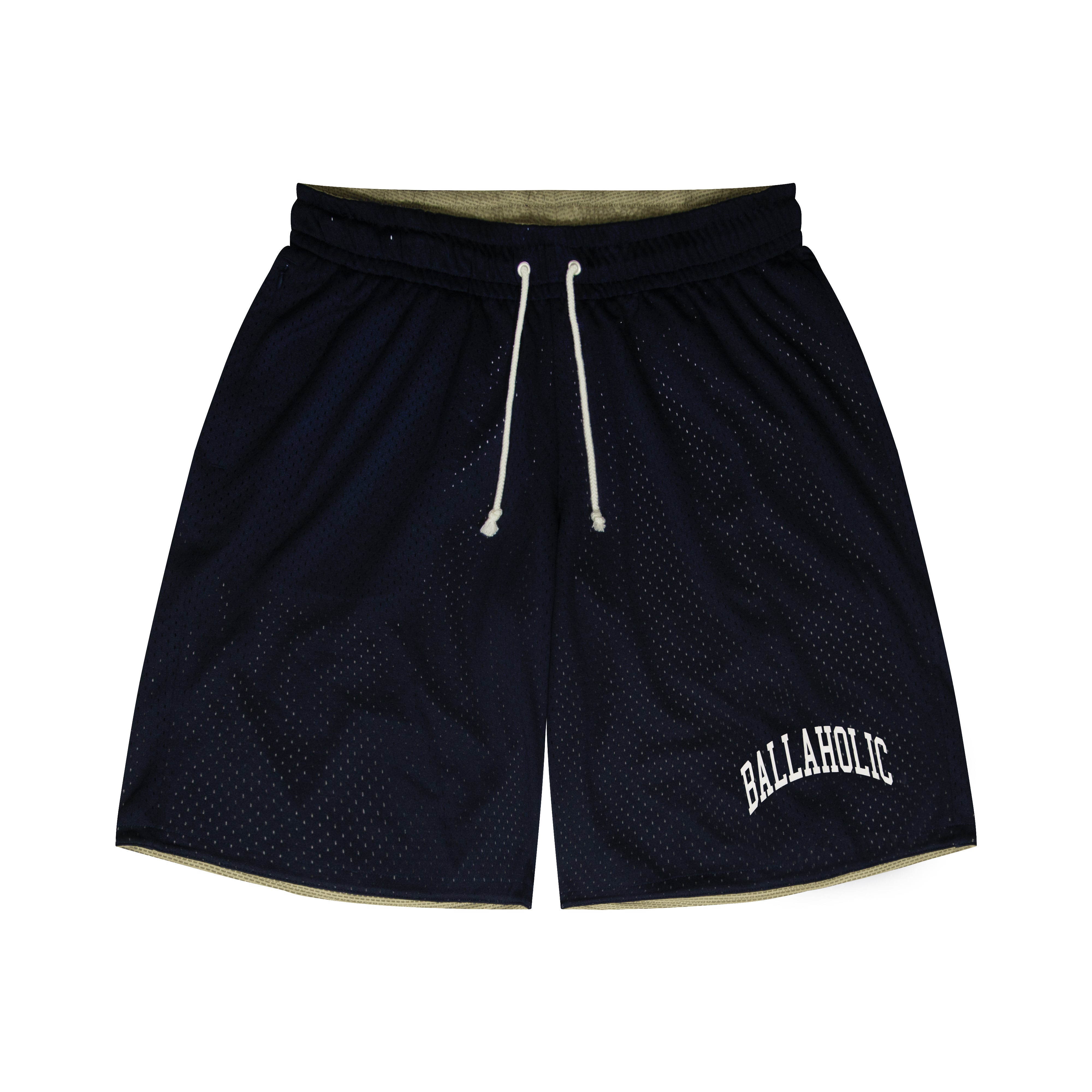 ballaholic-college-logo-streetmove-mesh-zip-shorts-navy image 1