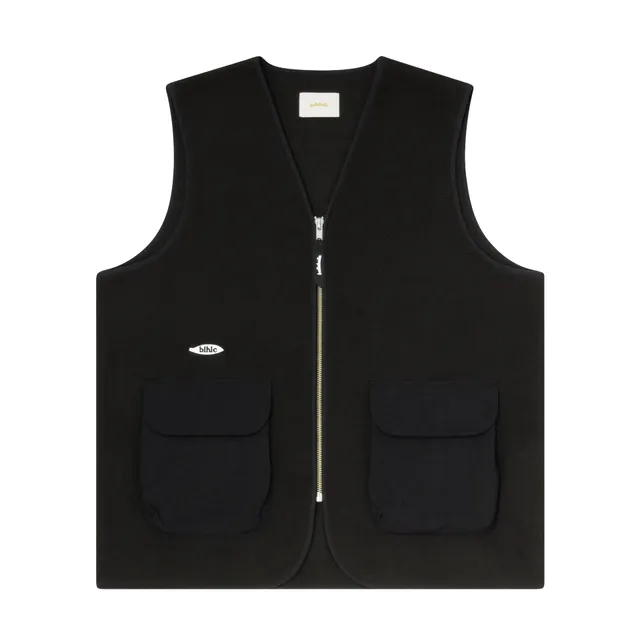 ballaholic-tops-ball-panel-logo-fleece-zip-weste-black-stickerei image 1