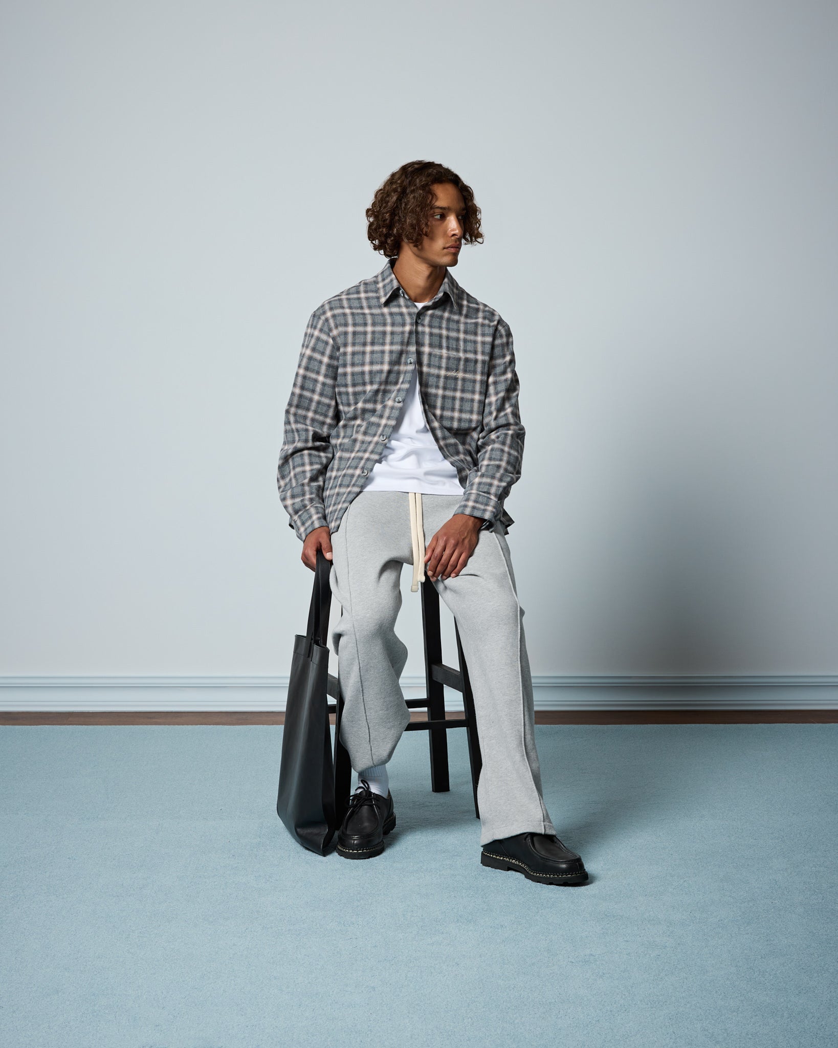 eightyfive-checked-shirt-flanellhemd-grey-melange-relaxed image 6