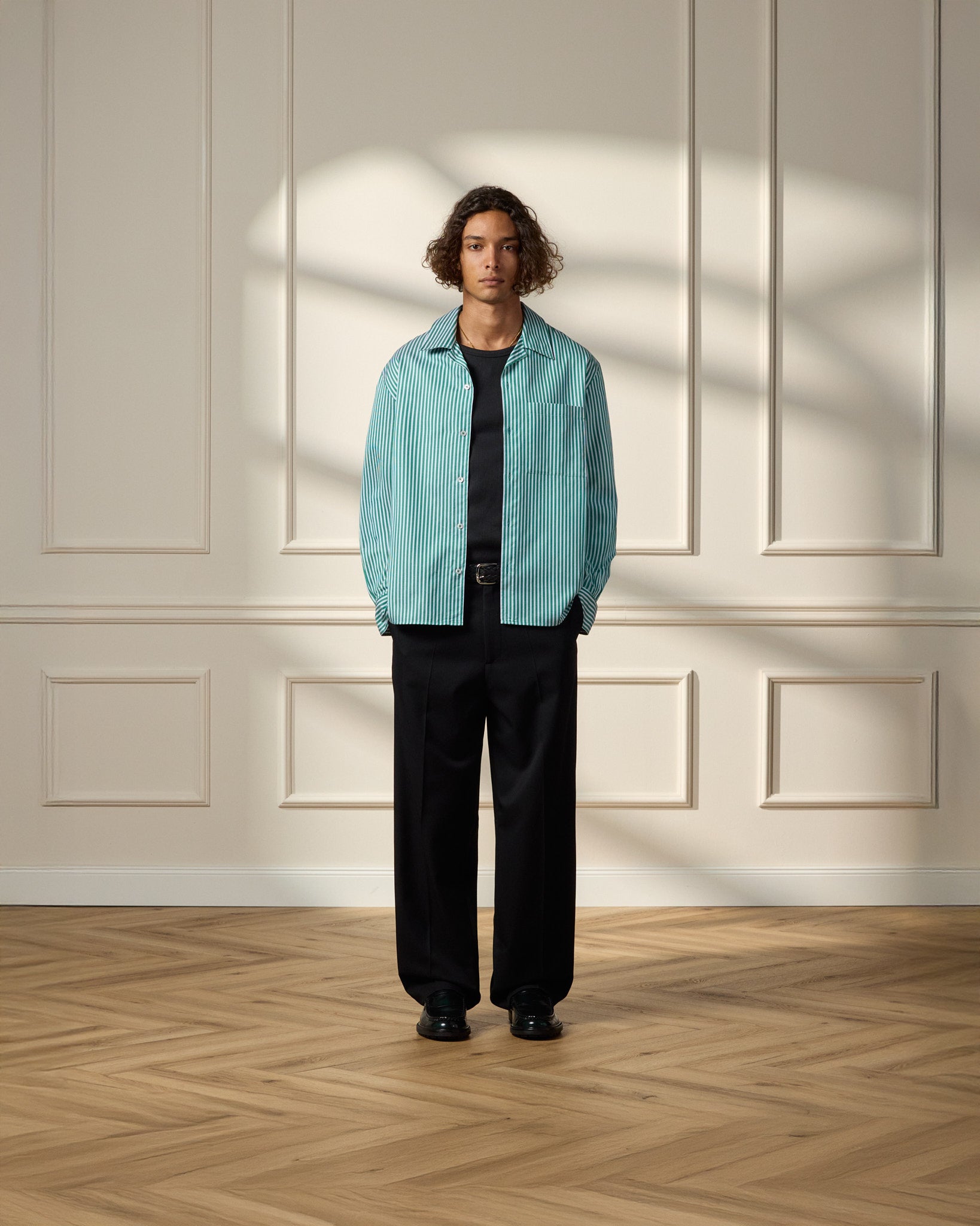 eightyfive-striped-shirt-resort-collar-hemd-green-striped image 4