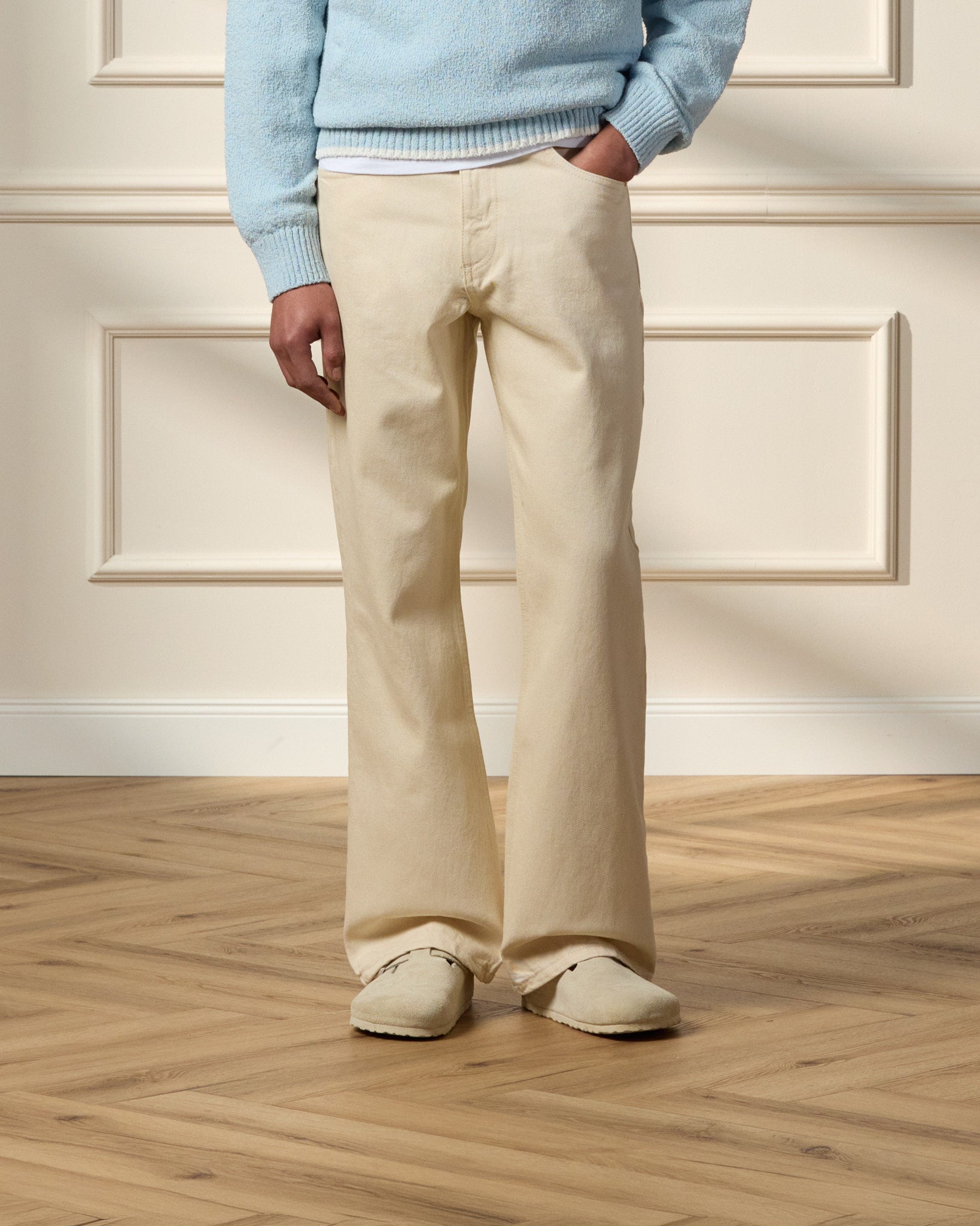 eightyfive-flared-denim-jeans-ecru-flared-fit image 3