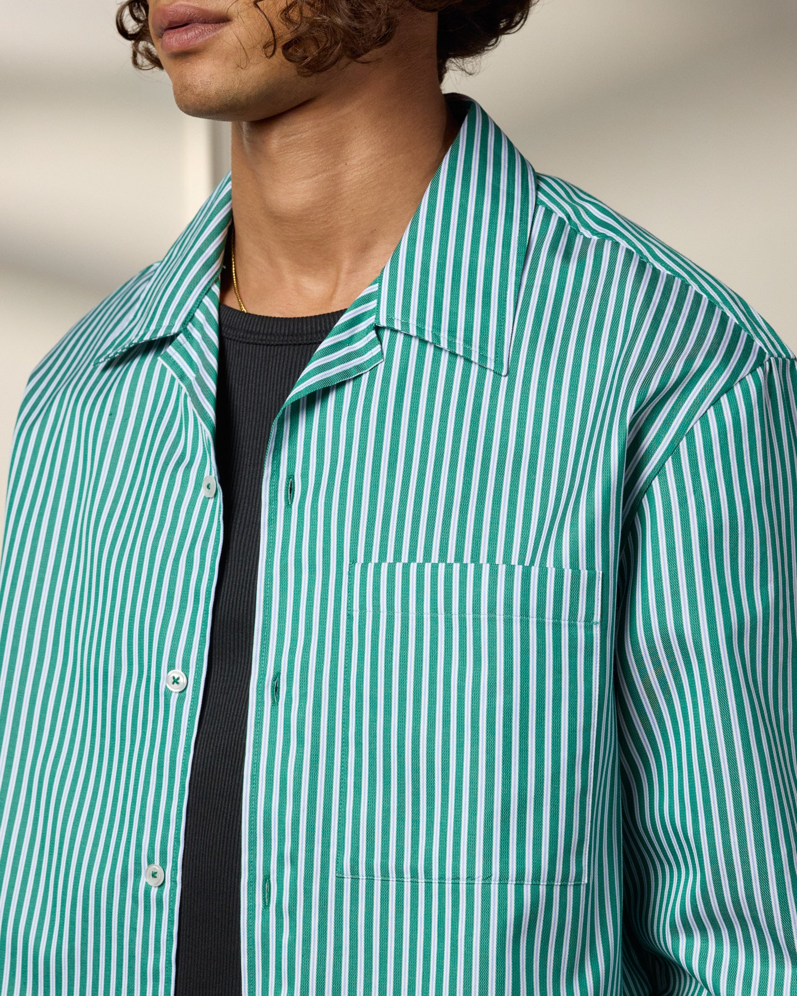 eightyfive-striped-shirt-resort-collar-hemd-green-striped image 6