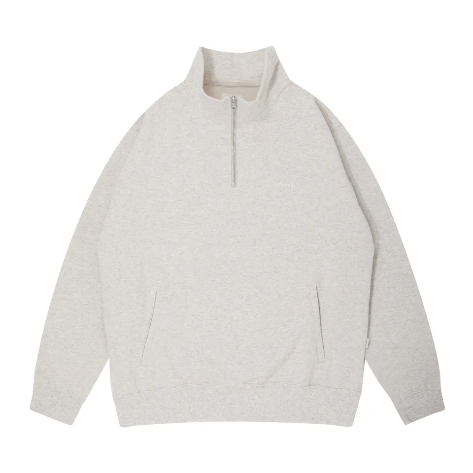 ballaholic-small-logo-half-zip-sweatshirt-ash image 1