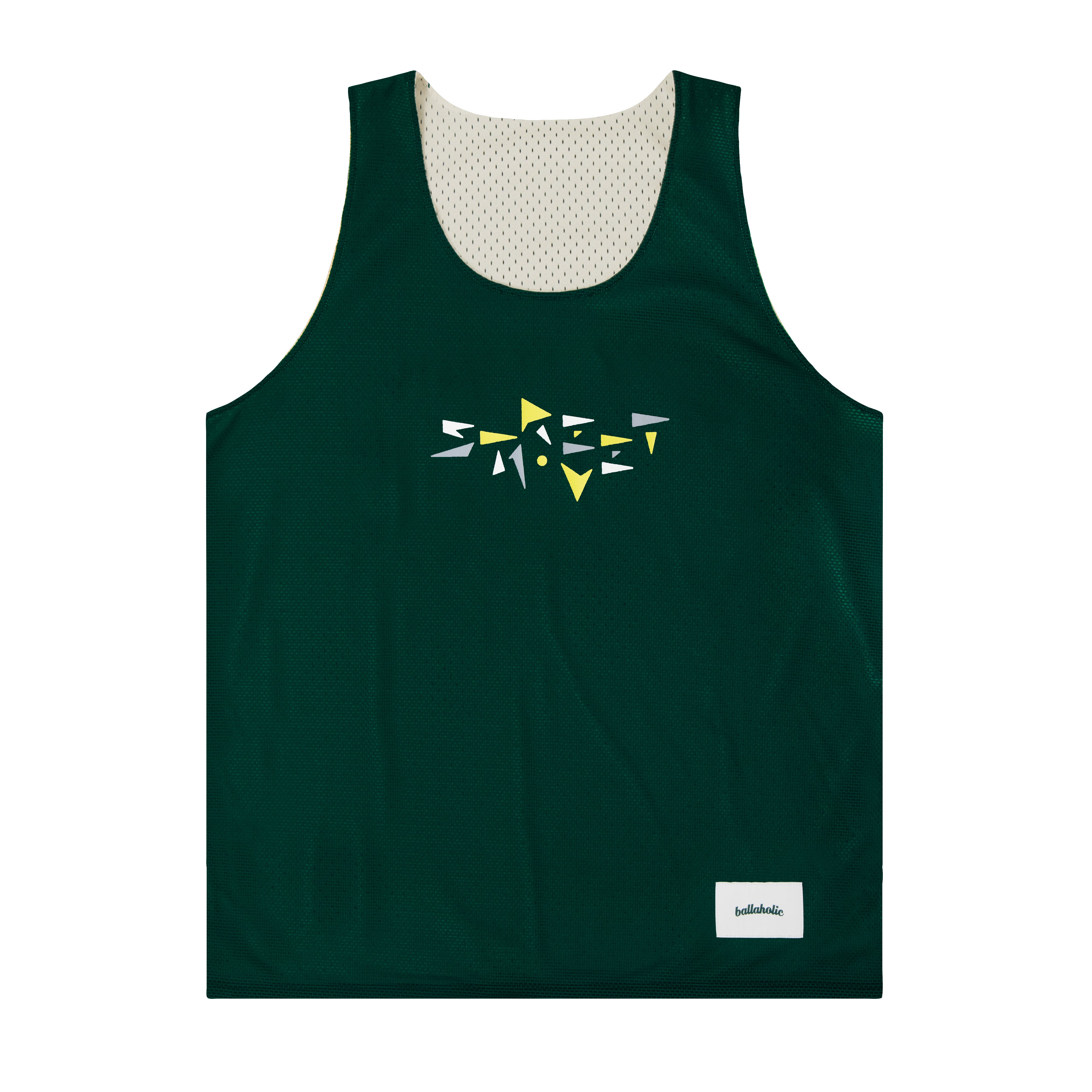 ballaholic-college-logo-mesh-top-off-white-dark-green image 2
