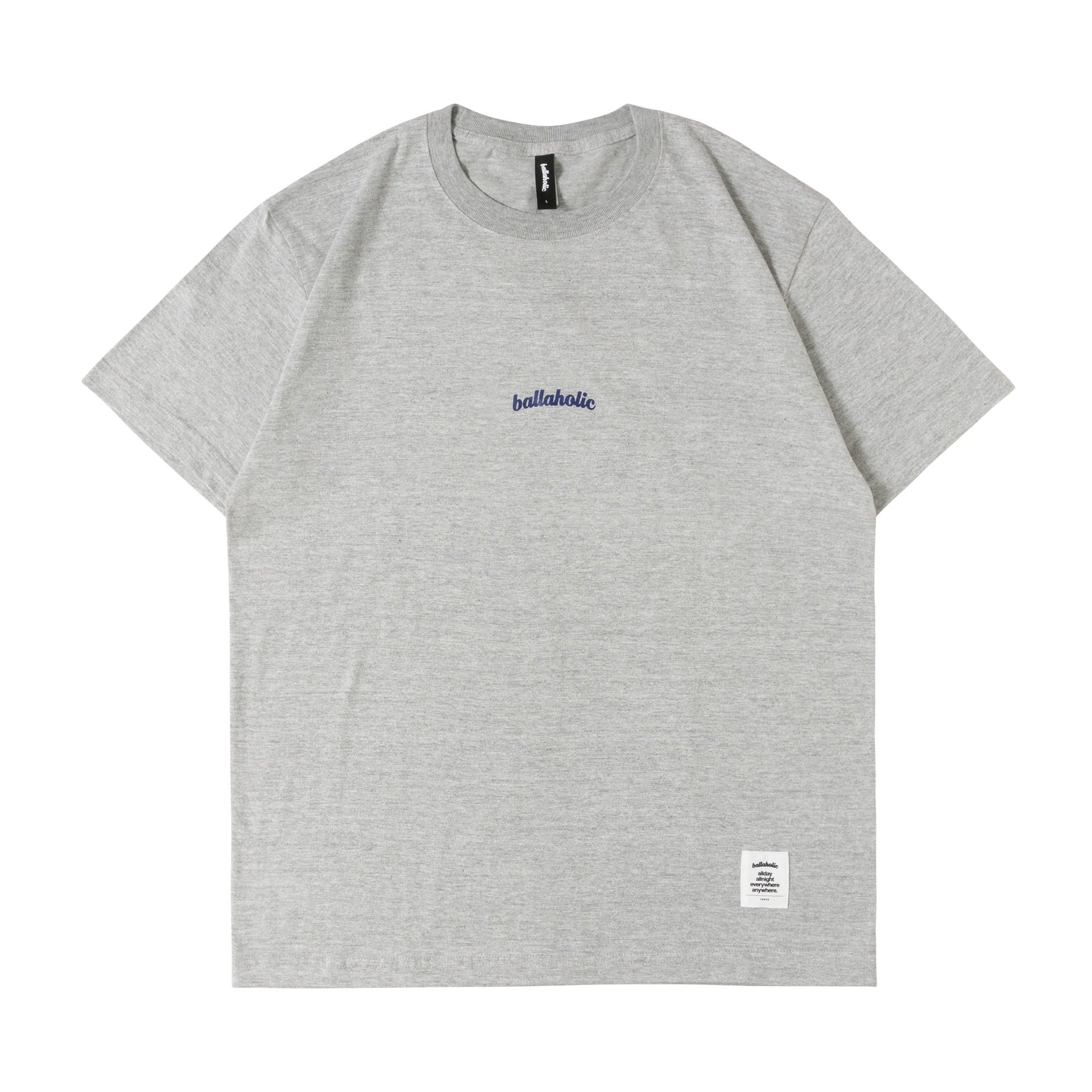 ballaholic-small-logo-tee-t-shirt-gray-navy-mit-brustlogo image 1