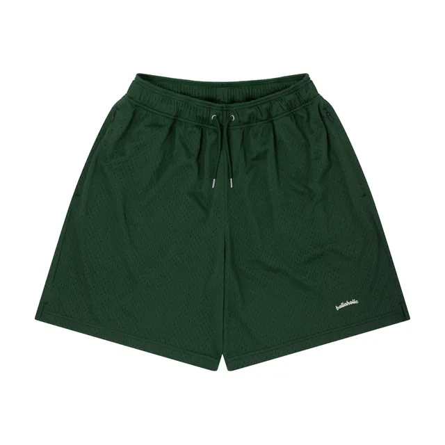 ballaholic-logo-mesh-zip-shorts-basketball-shorts-dark-green image 1