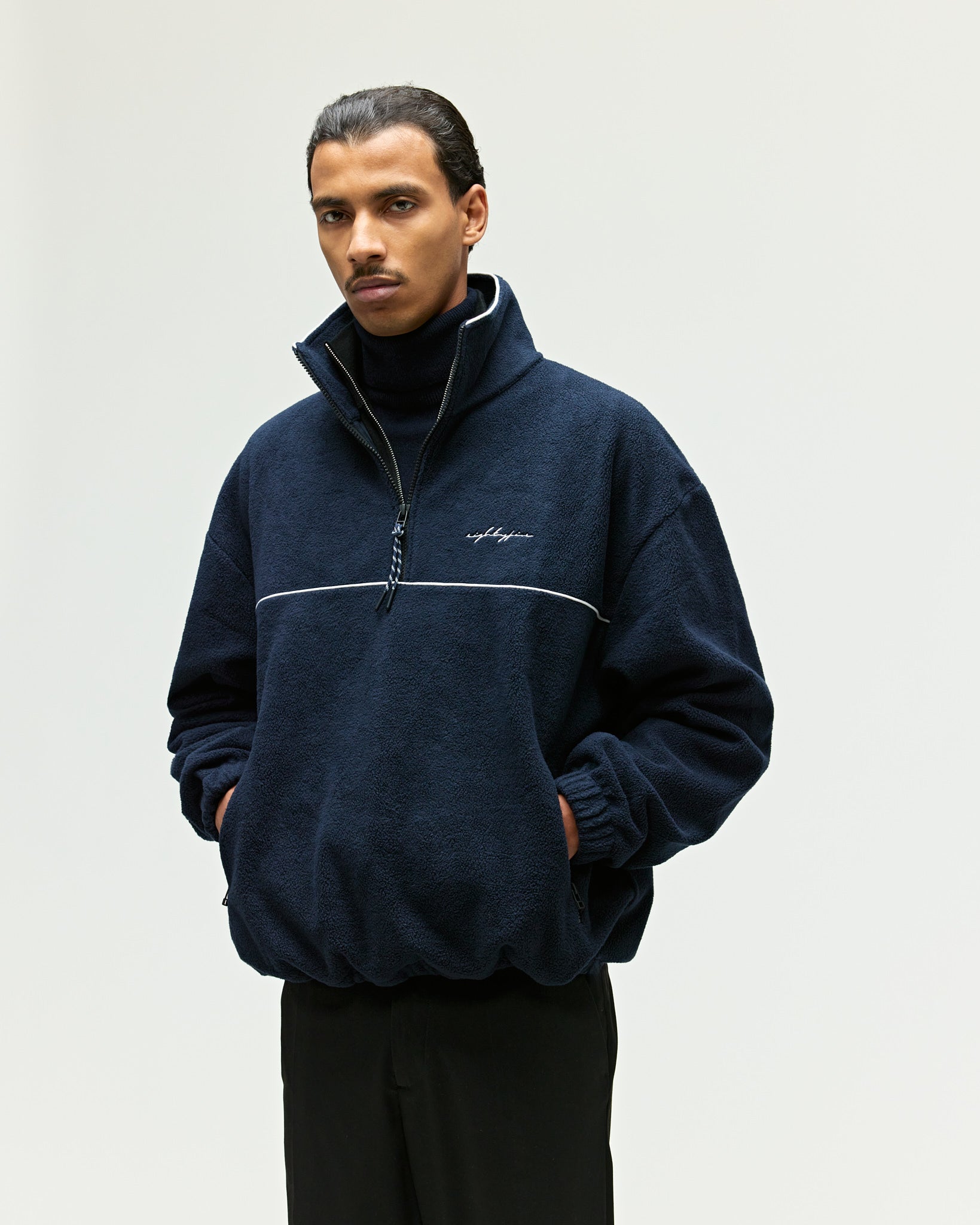 eightyfive-overshirts-fleece-half-zip-windbreaker-jacke-navy-fleece image 4
