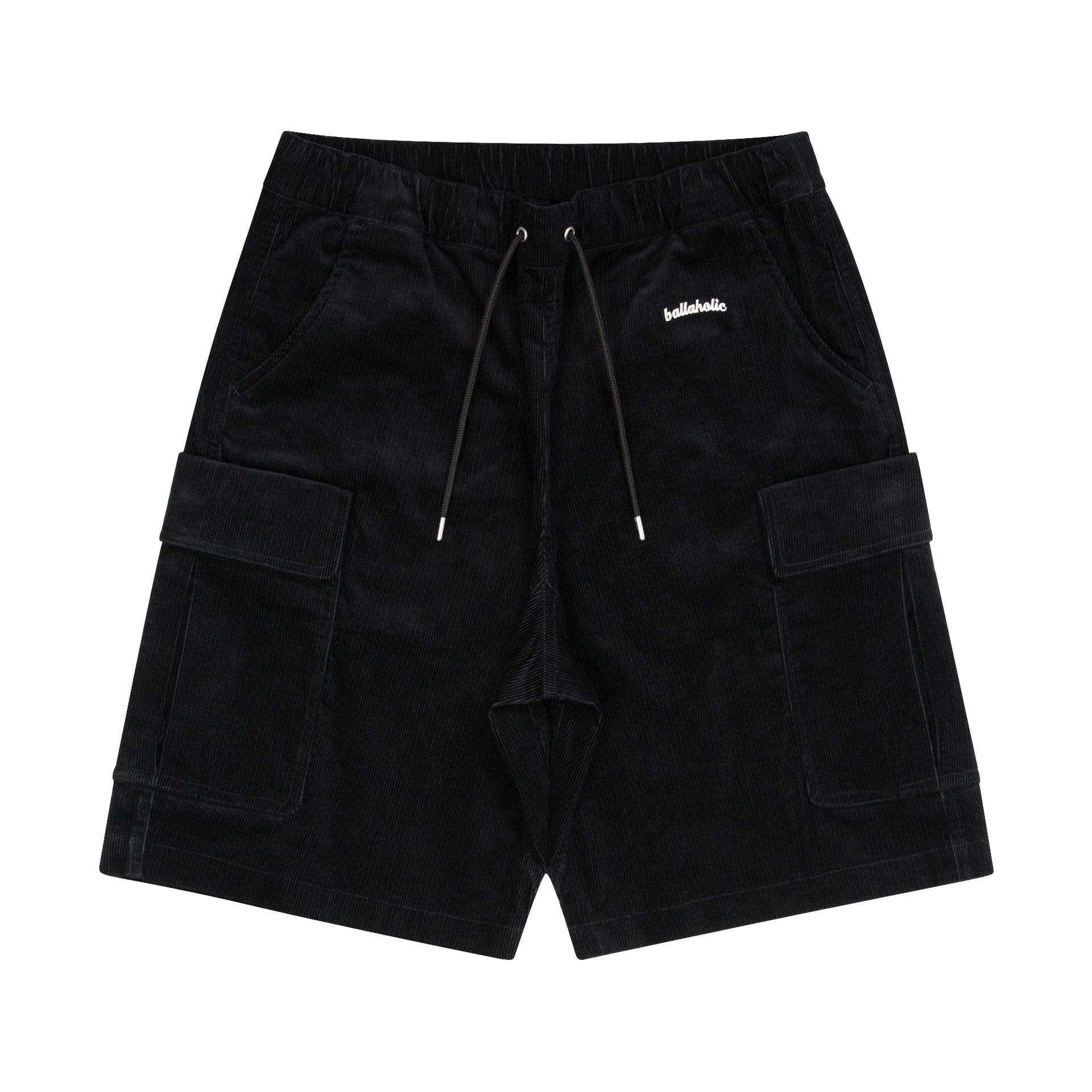 ballaholic-shorts-logo-corduroy-cargo-shorts-cargoshorts-black image 1