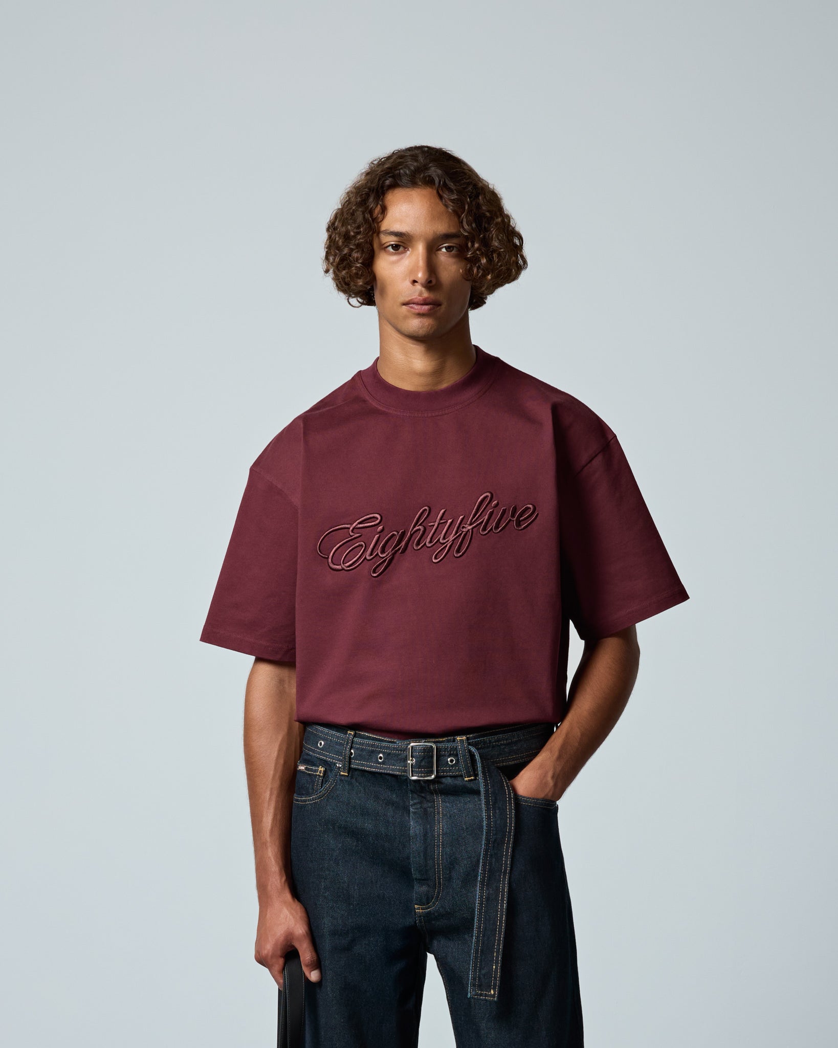 eightyfive-tops-heavy-embroidered-t-shirt-burgundy-m image 3