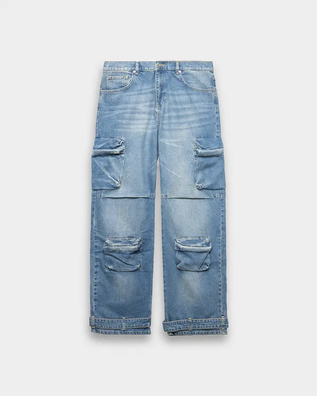eightyfive-denim-baggy-cargo-pants-light-sand-wash image 1