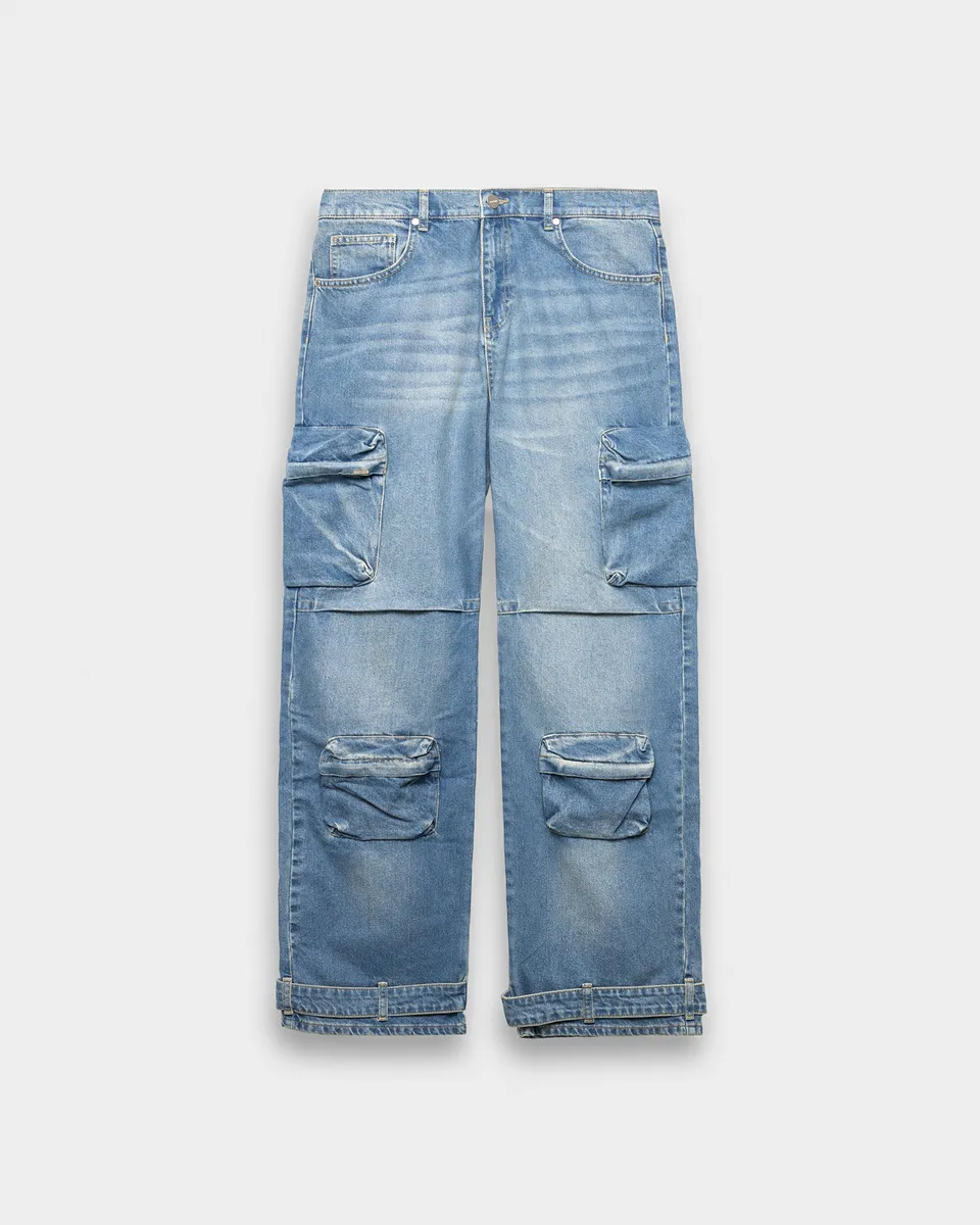 eightyfive-denim-baggy-cargo-pants-light-sand-wash image 1