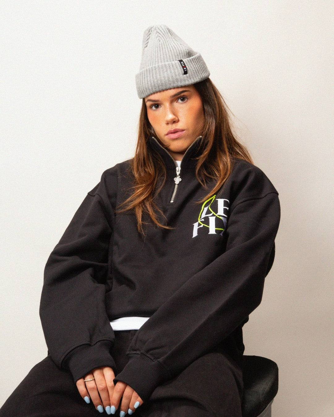 le-fix-moon-quarter-zip-sweatshirt-schwarz-zip image 4