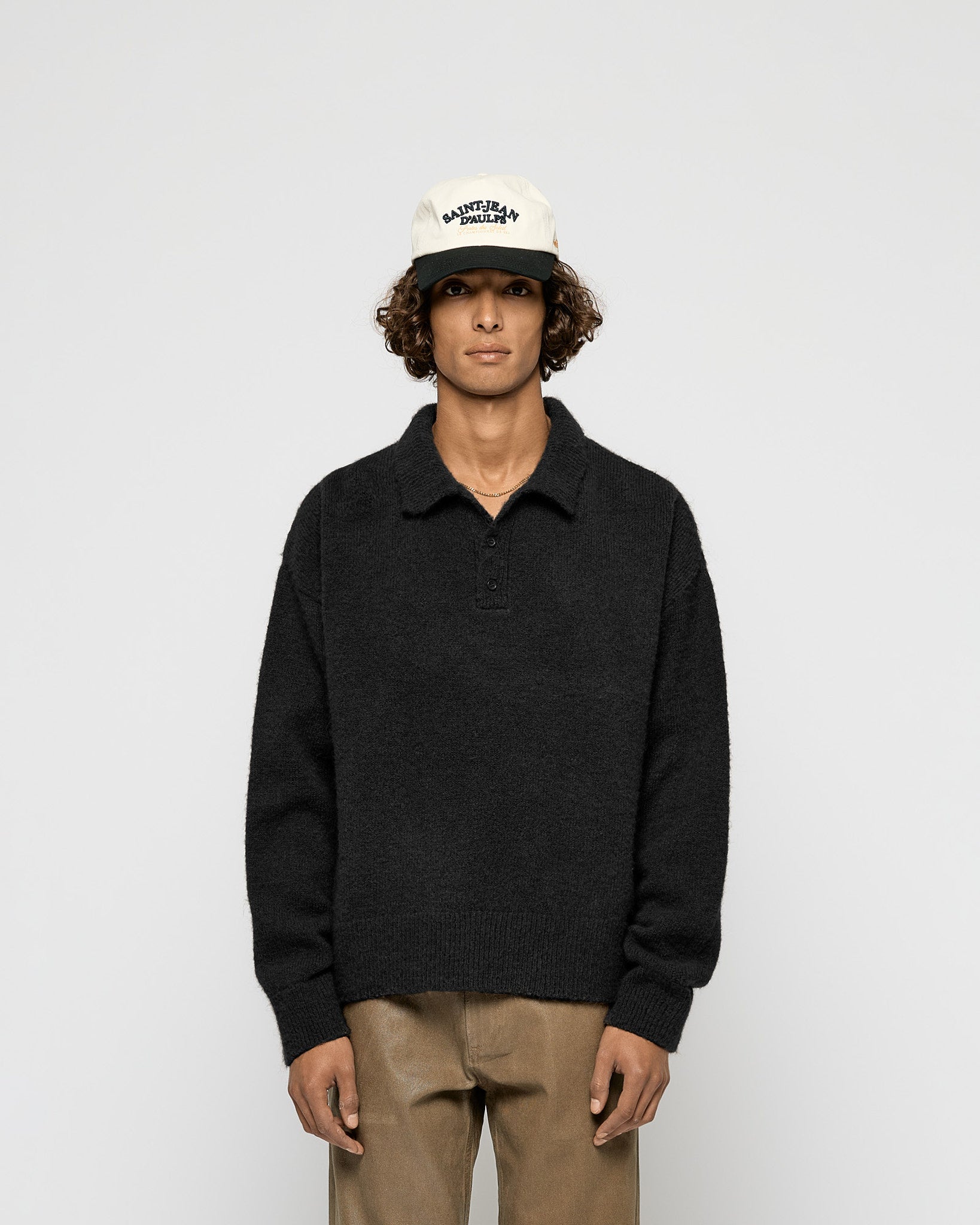 eightyfive-hairy-knitted-polo-sweater-pullover-black image 2