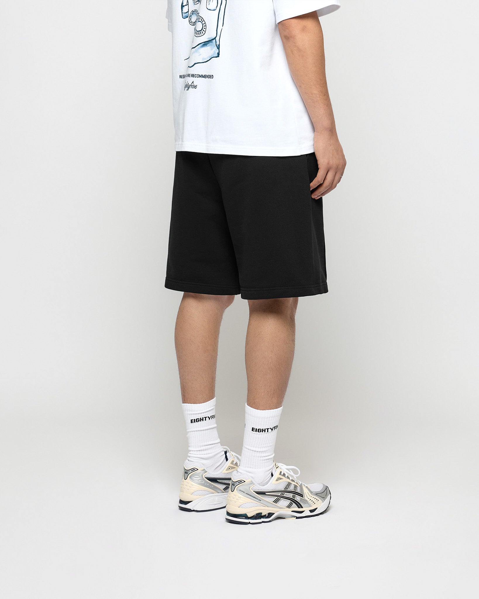eightyfive-pleated-sweatshorts-shorts-schwarz-baumwolle image 4