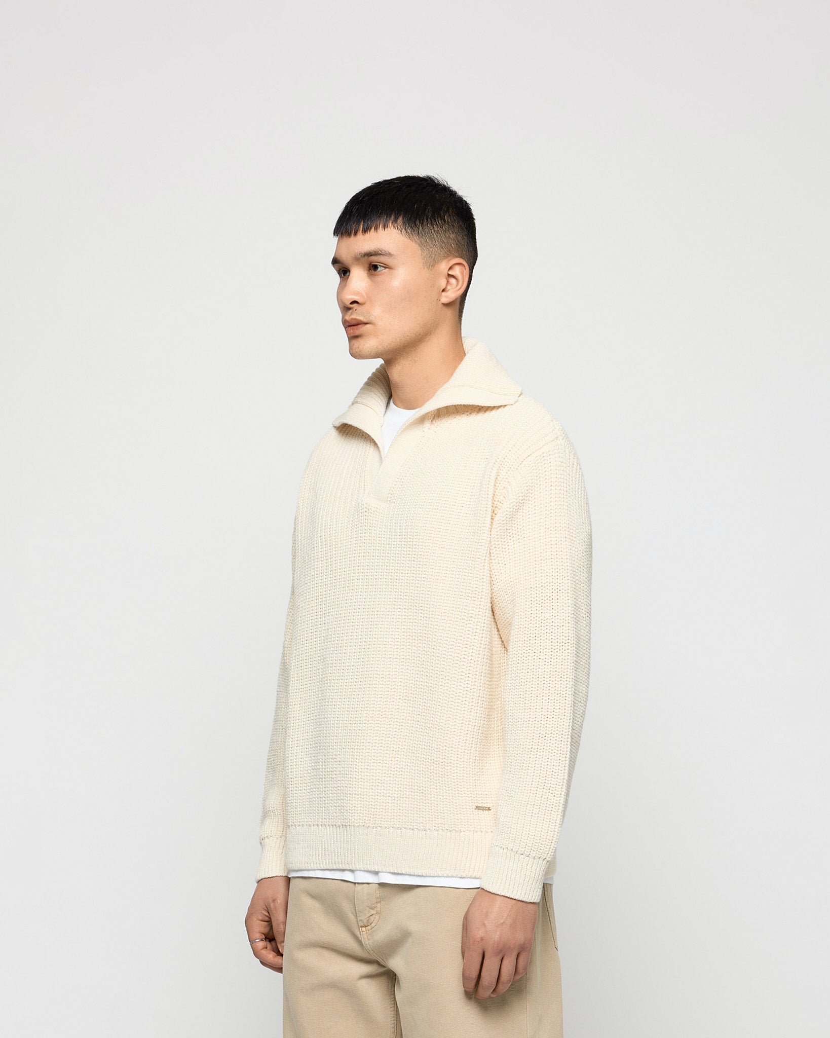 eightyfive-knitted-polo-sweater-strickpullover-beige-grobstrick image 4