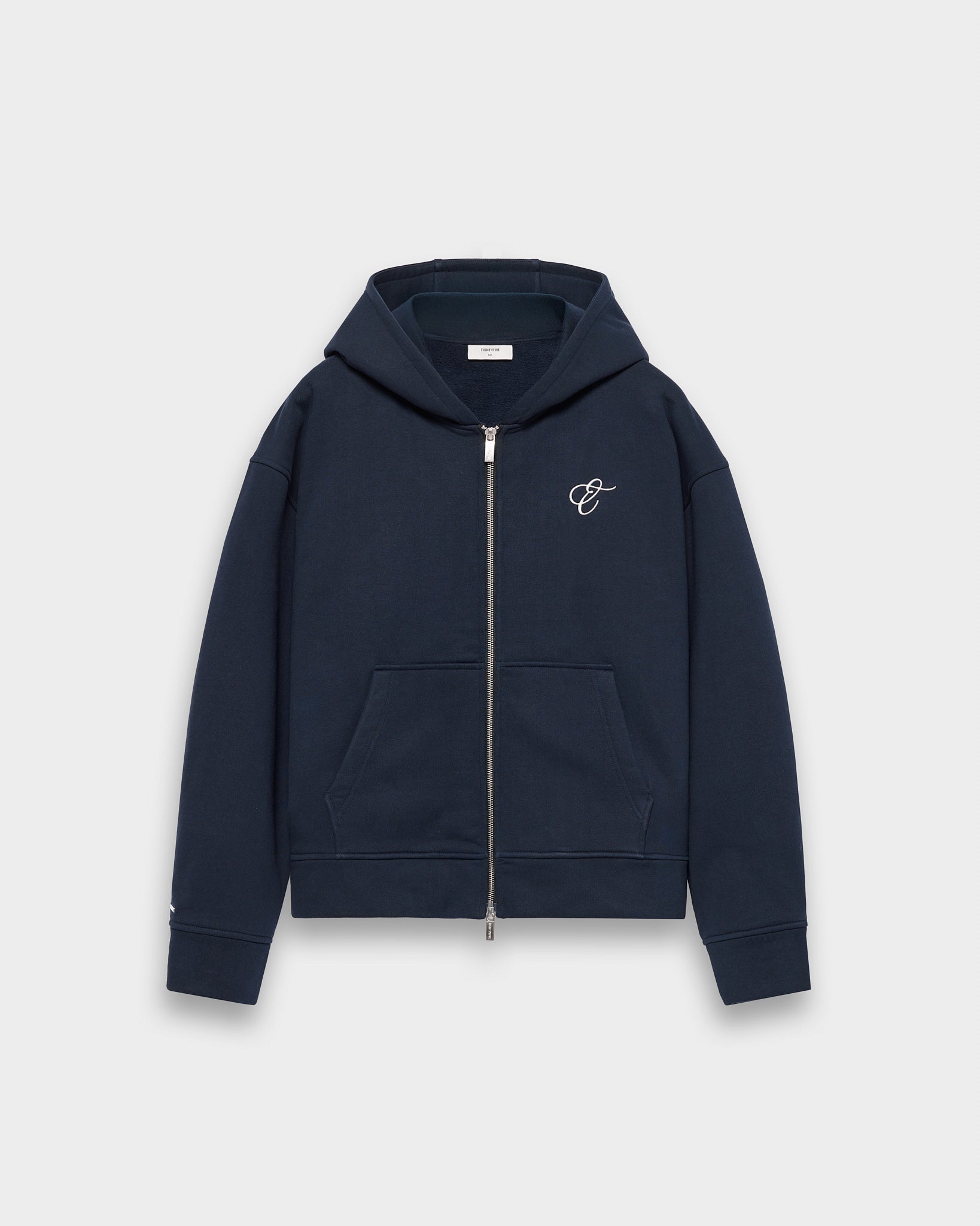 eightyfive-tops-embroidered-zip-hoodie-navy-stickerei-baumwolle image 1