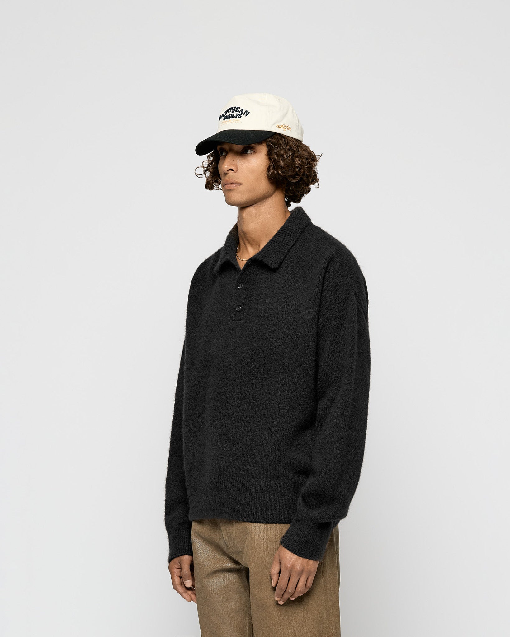 eightyfive-hairy-knitted-polo-sweater-pullover-black image 4