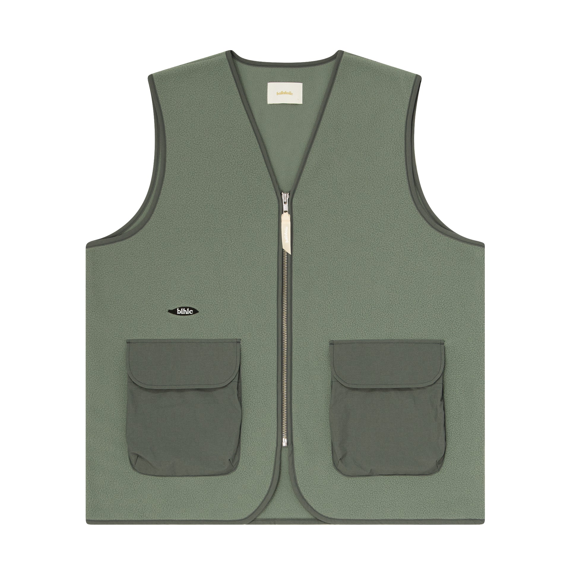 ballaholic-ball-panel-logo-fleece-zip-weste-slate-green image 1
