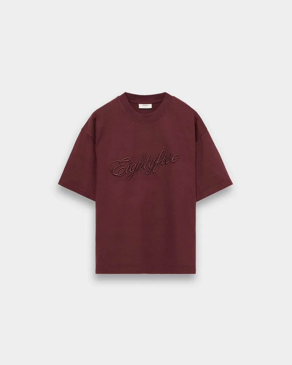 eightyfive-tops-heavy-embroidered-t-shirt-burgundy-m image 1
