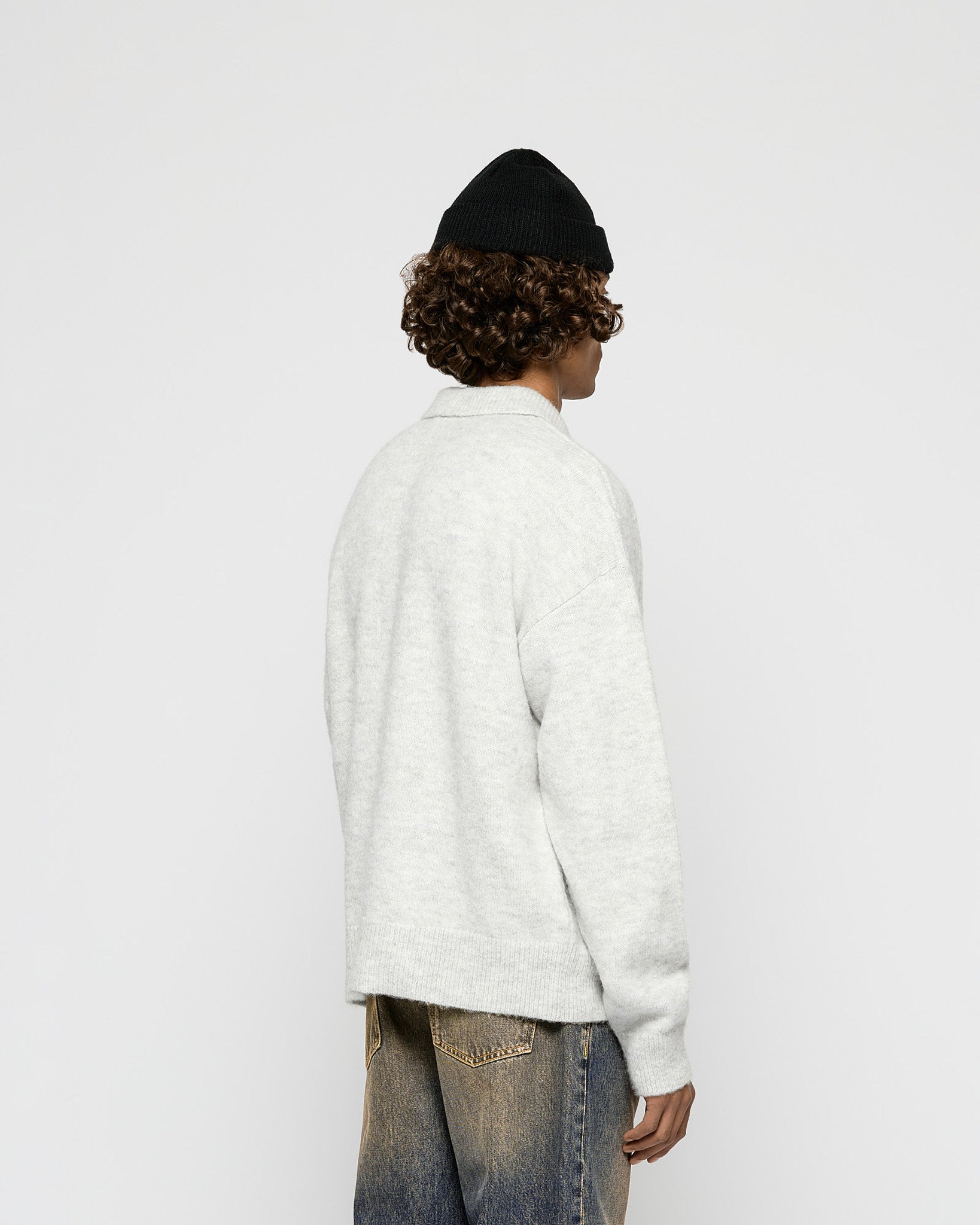 eightyfive-tops-hairy-polo-sweater-pullover-light-grey image 5
