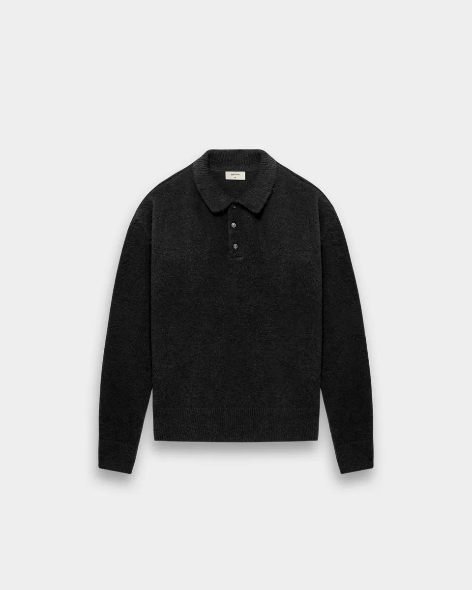 eightyfive-hairy-knitted-polo-sweater-pullover-black image 1