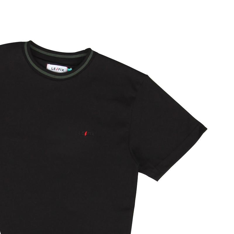 le-fix-rib-stripe-t-shirt-schwarz-regular-fit-logo image 3