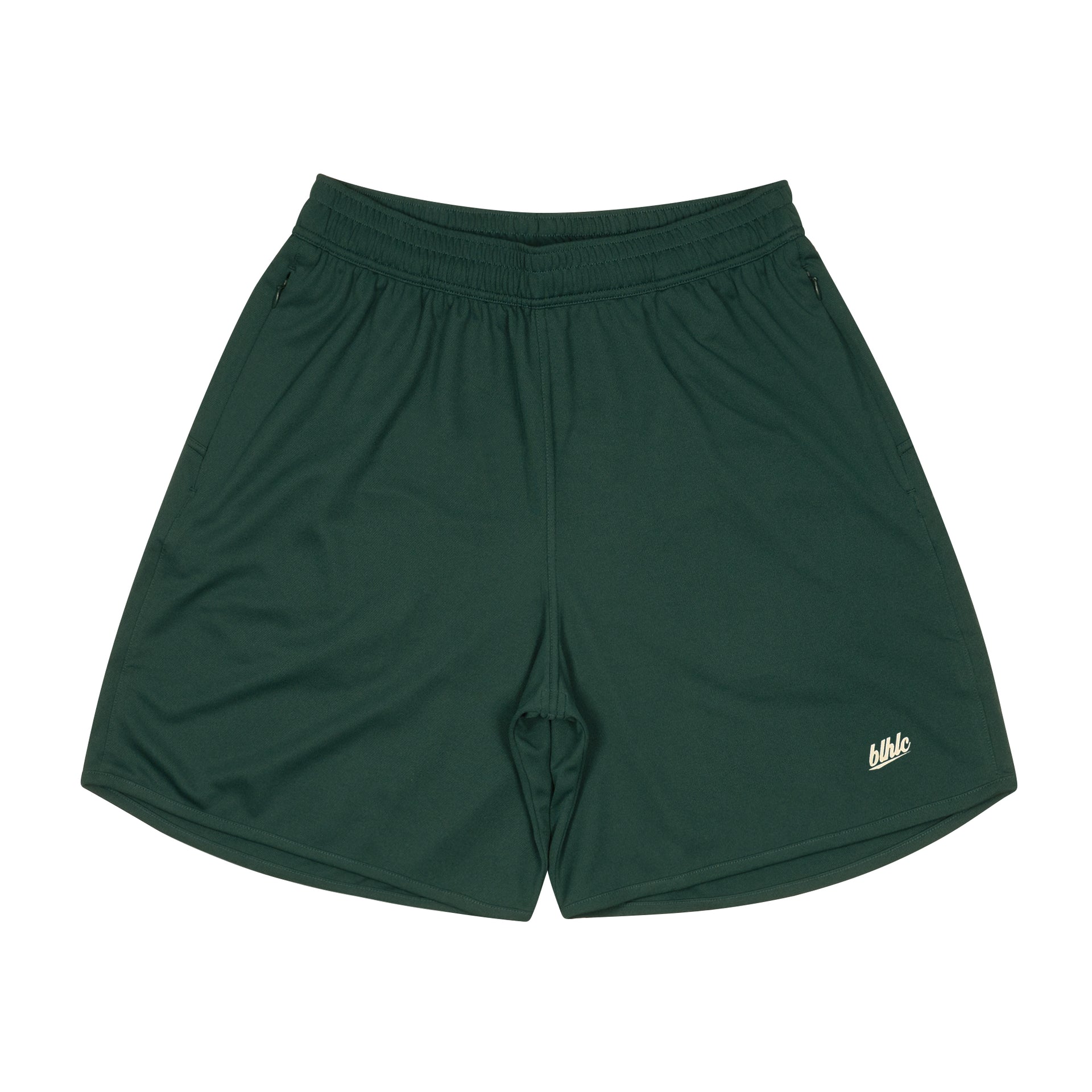 ballaholic-basic-zip-shorts-basketballshorts-dark-green-ivory-ziptaschen image 1