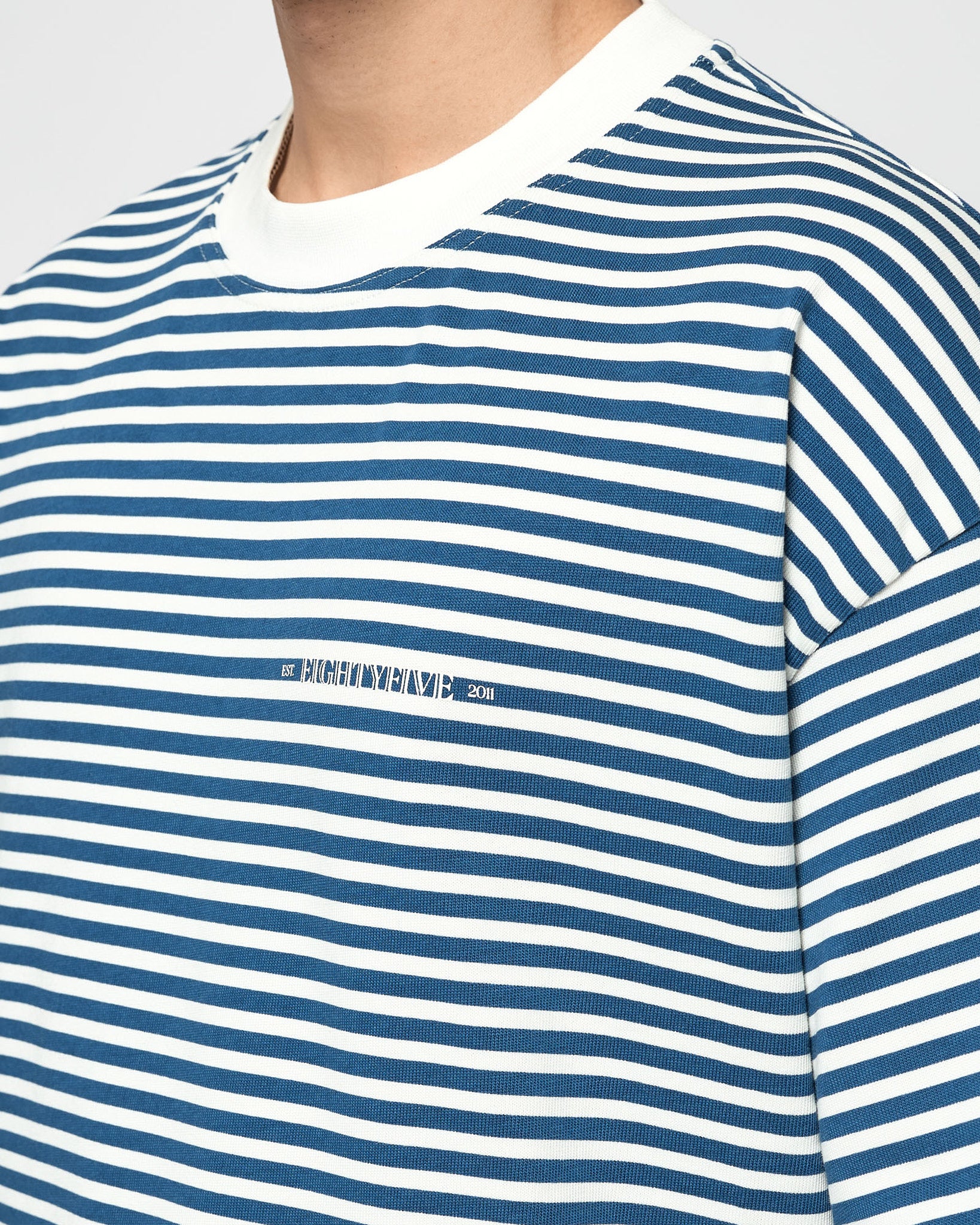 eightyfive-striped-contrast-t-shirt-blue-oversized-320gsm image 6